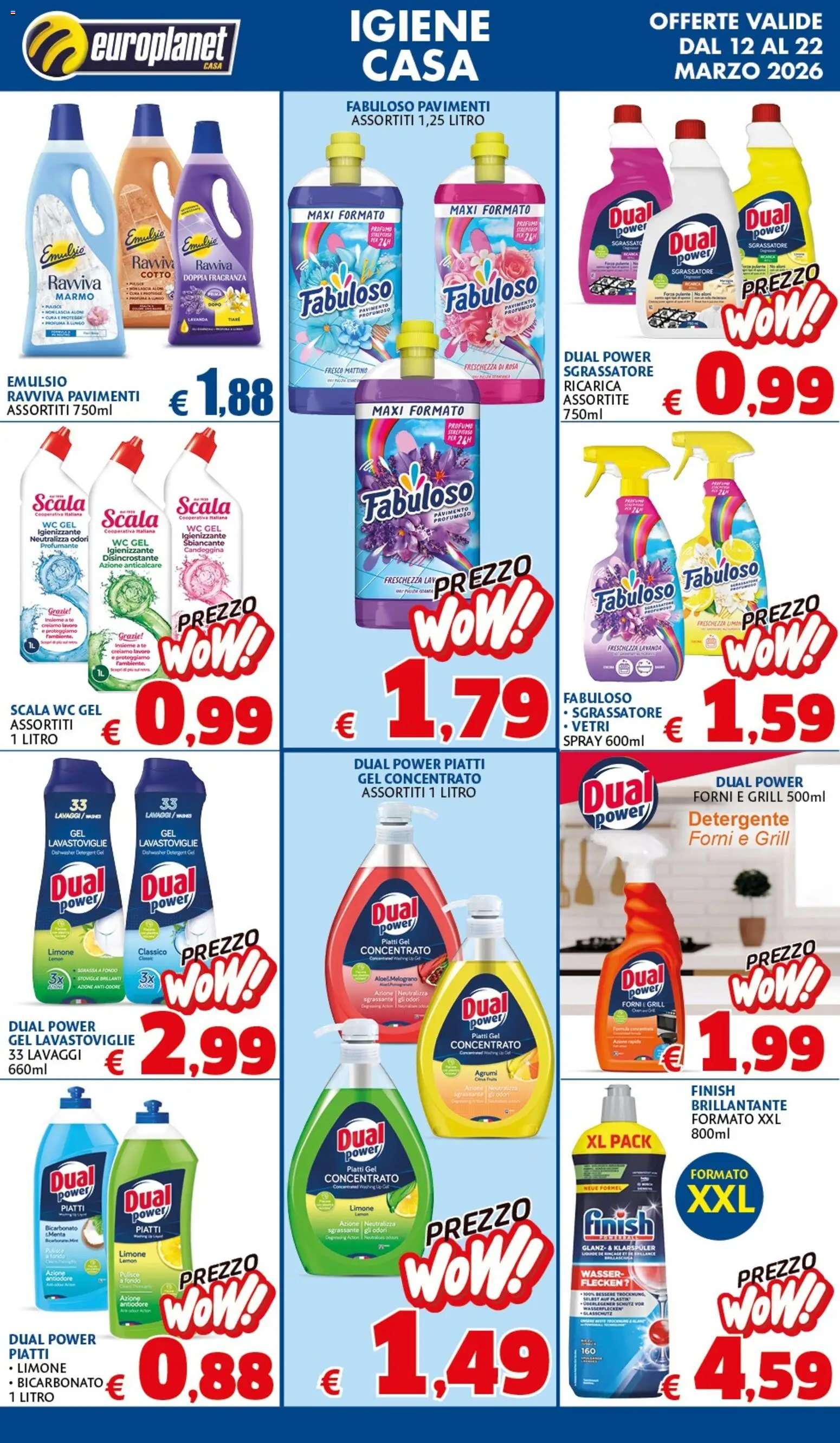 Volantino Europlanet Casa del 12.03.2026 | Pagina: 7 | Prodotti: Detergente, Anticalcare, Bicarbonato, Scala
