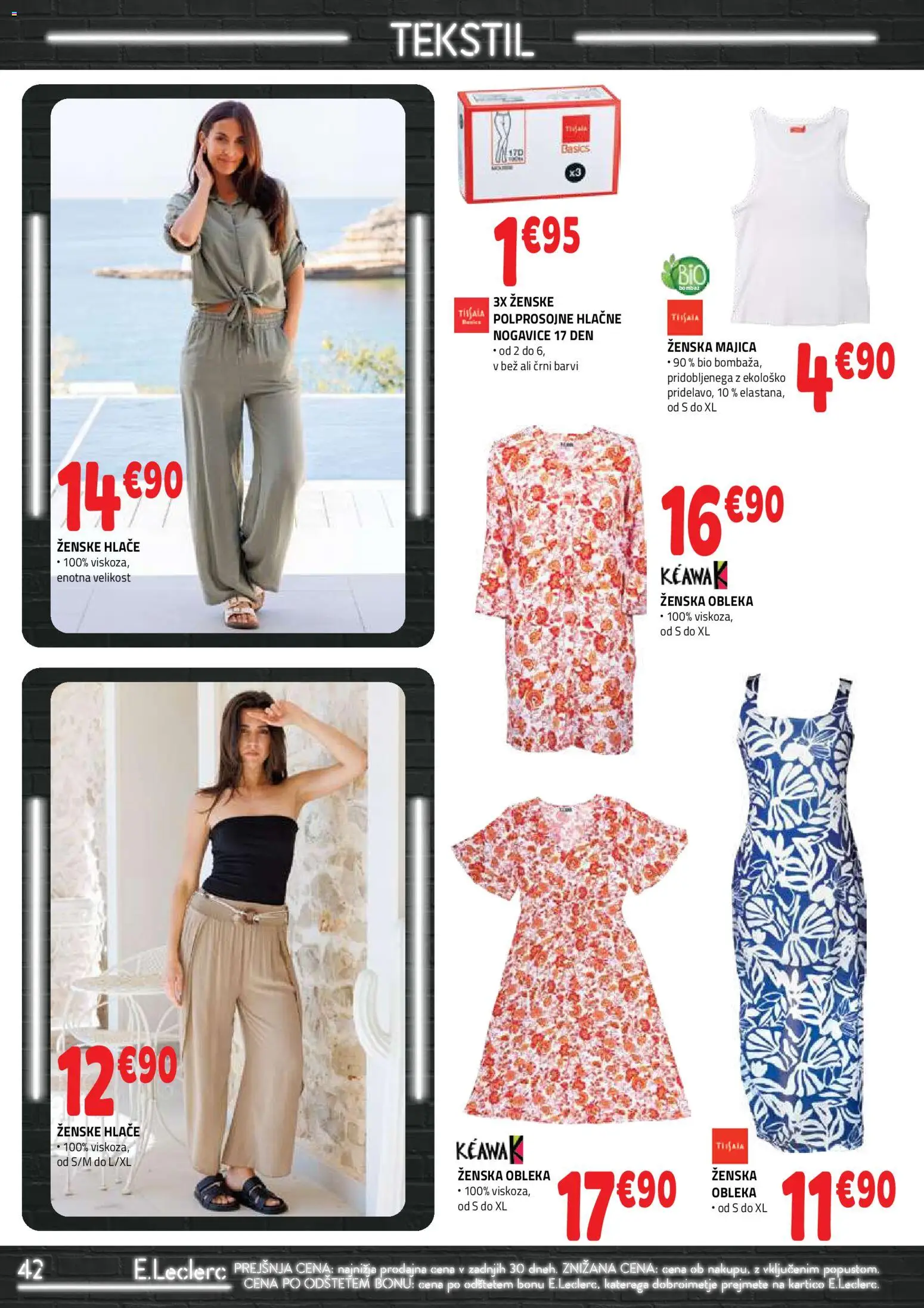Novi E.leclerc katalog ponudbe – veljaven od 05.08.2026 | Stran: 42 | Izdelki: Majica, Hlace, Nogavice, Obleka