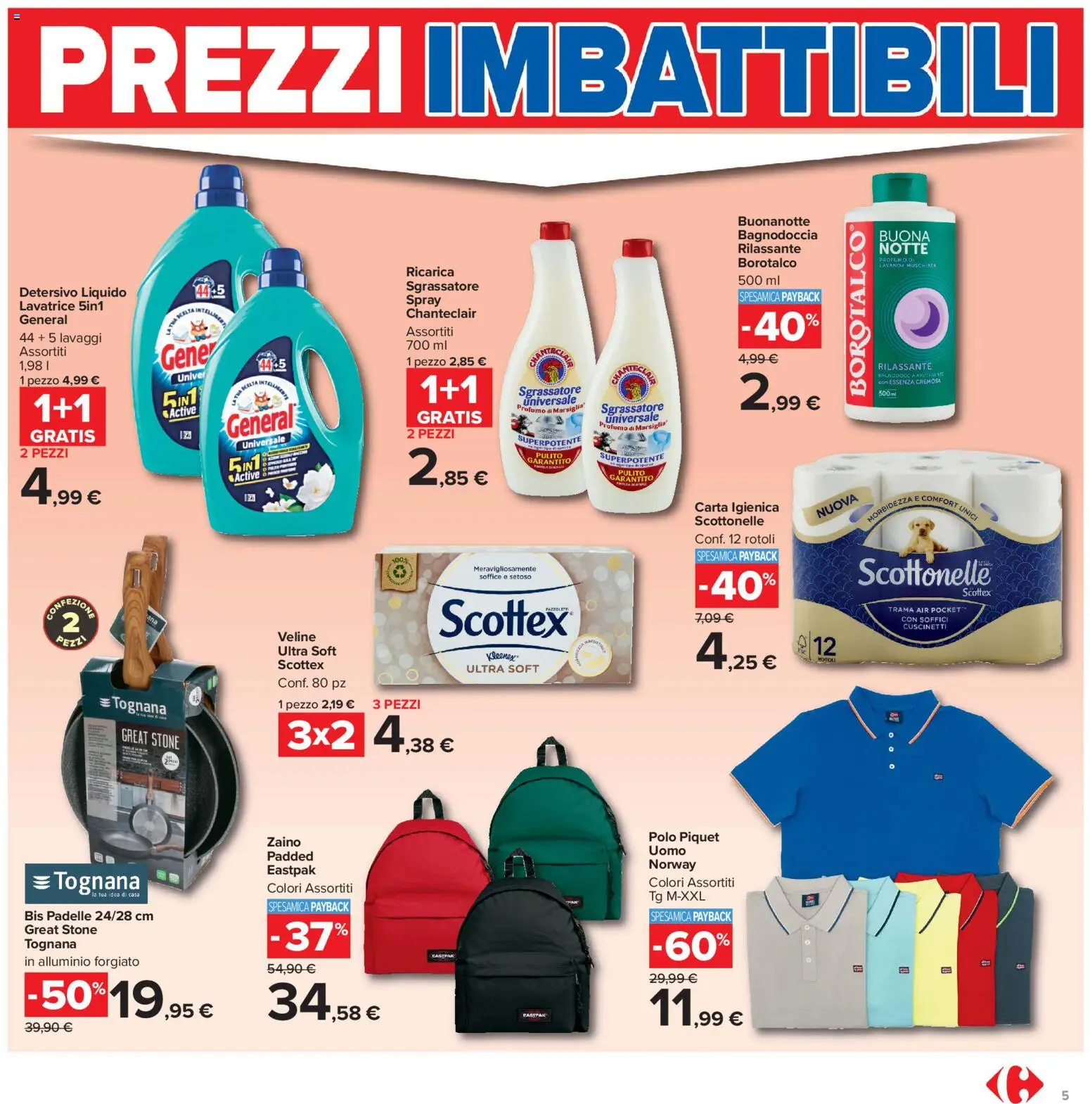 Volantino Carrefour del 16.06.2026 | Pagina: 5 | Prodotti: Veline, Zaino, Lavanda, Profumo