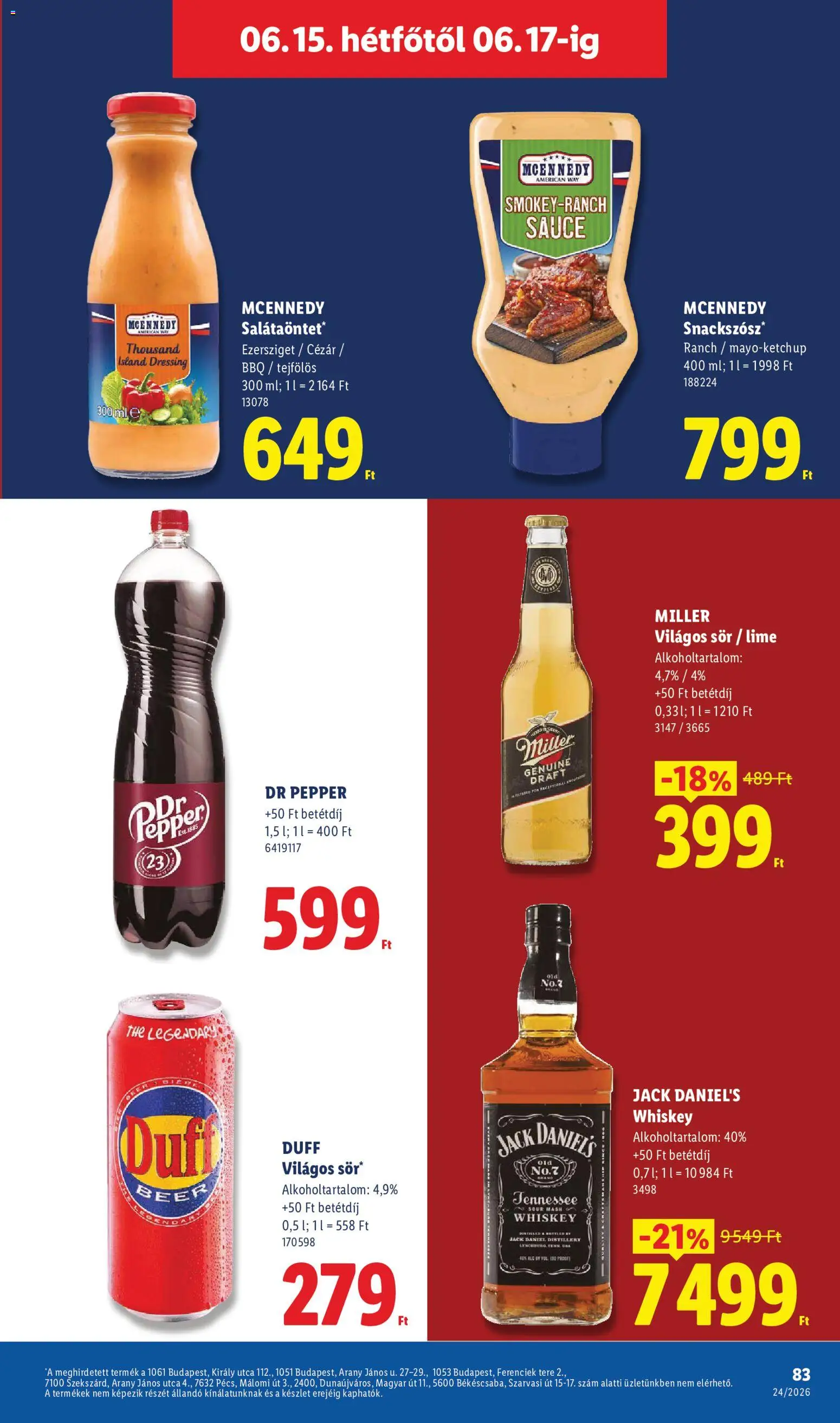 Lidl akciós ujság - amely érvényes a következő dátumtól: 11.06.2026 | Oldal: 83 | Termékek: Lime, Whiskey, Sör