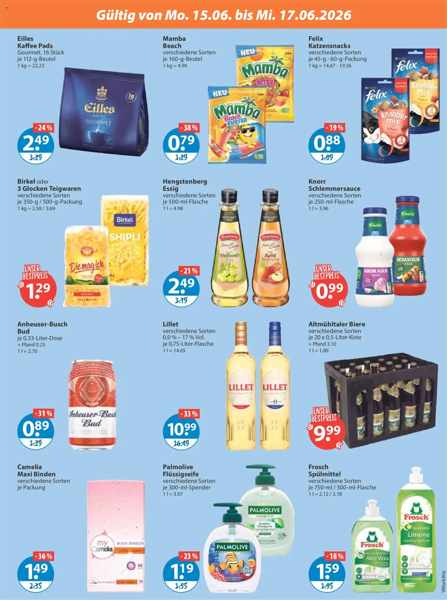 V-Markt Hallertau / Oberpfalz ab Montag – gültig ab 15.06.2026 | Seite: 3 | Produkte: Kaffee, Essig, Lillet, Knoblauch