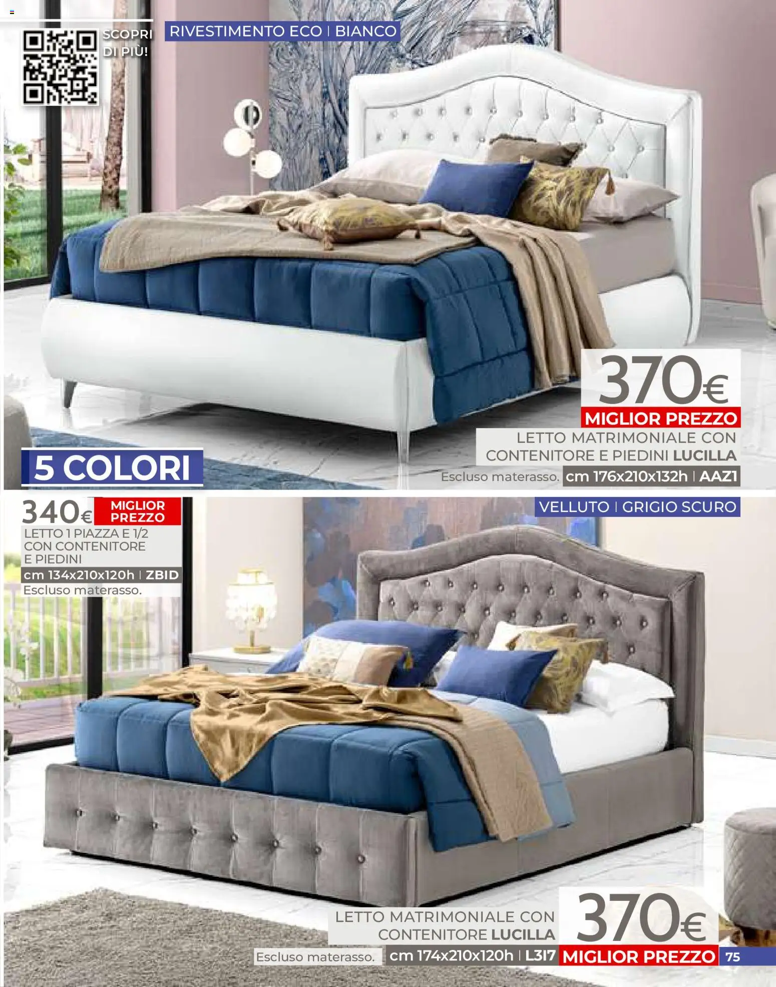 Volantino Mondo Convenienza del 01/07/2026 | Pagina: 75 | Prodotti: Letto matrimoniale, Contenitore, Letto