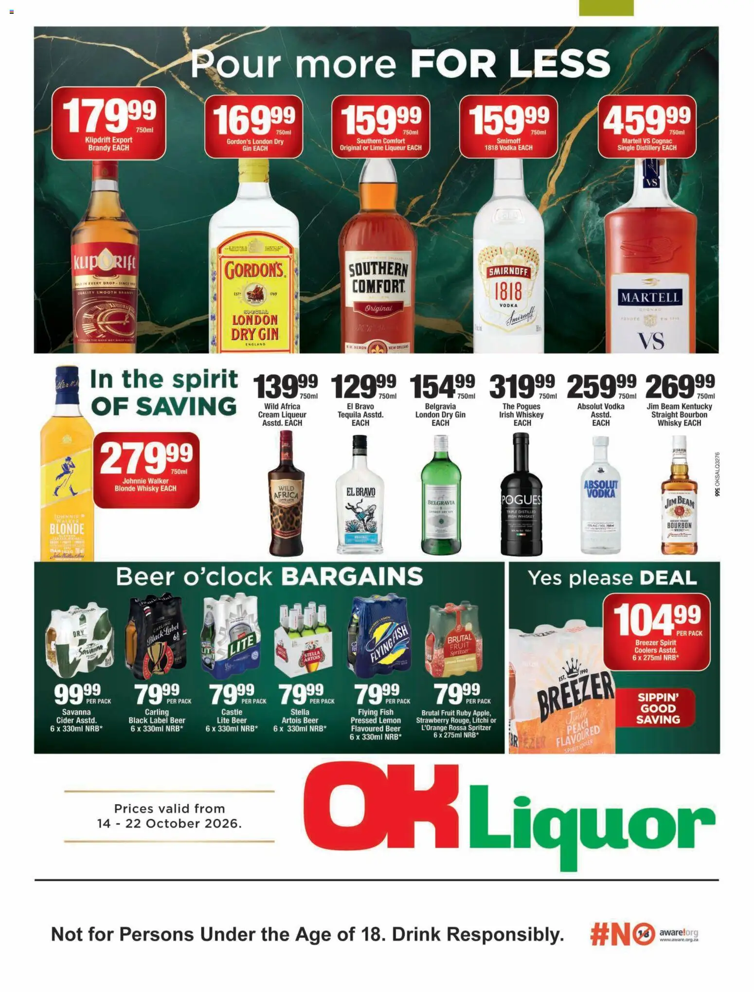 New OK Foods catalogue – valid from 14/10/2026 | Page: 1 | Products: Brandy, Beer, Bourbon, Cream