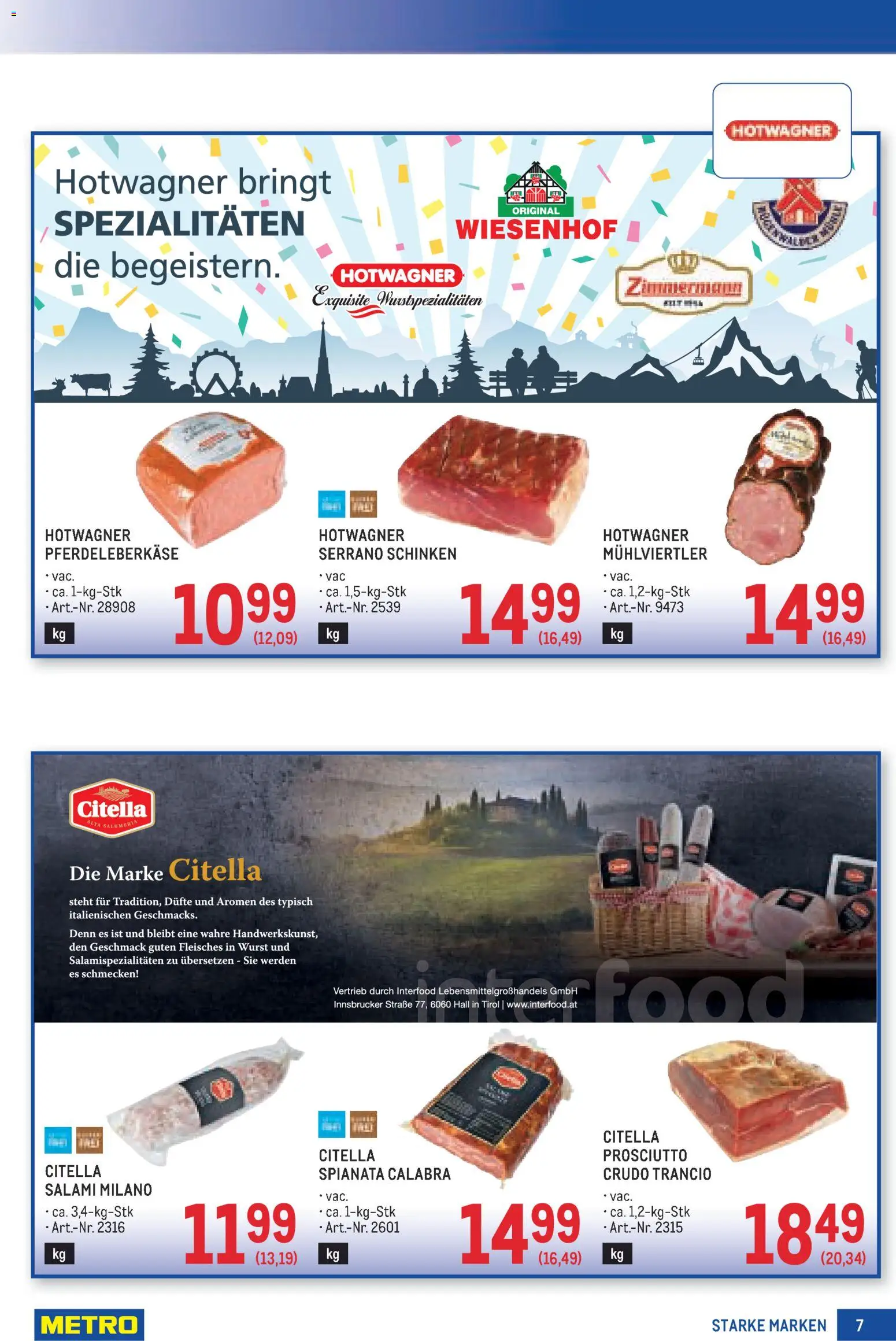 Metro angebote Starke Marken gültig ab 17.09.2026 | Seite: 7 | Produkte: Wurst, Salami, Schinken