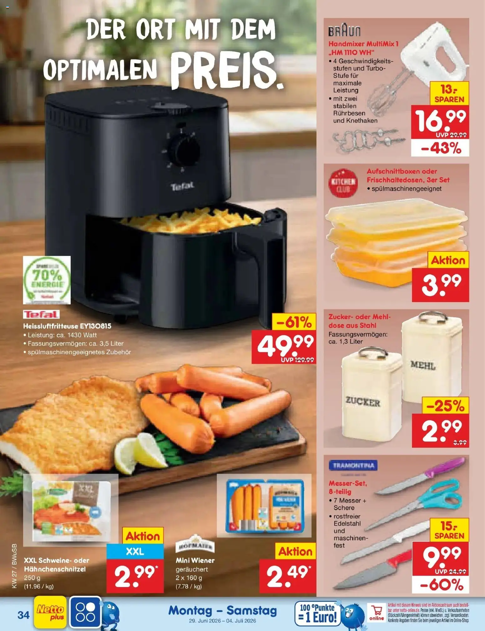 Netto Marken-Discount Prospekt Stemwede-Dielingen – gültig ab 29.06.2026 | Seite: 52 | Produkte: Mehl, Handmixer, Zucker, Heißluftfritteuse