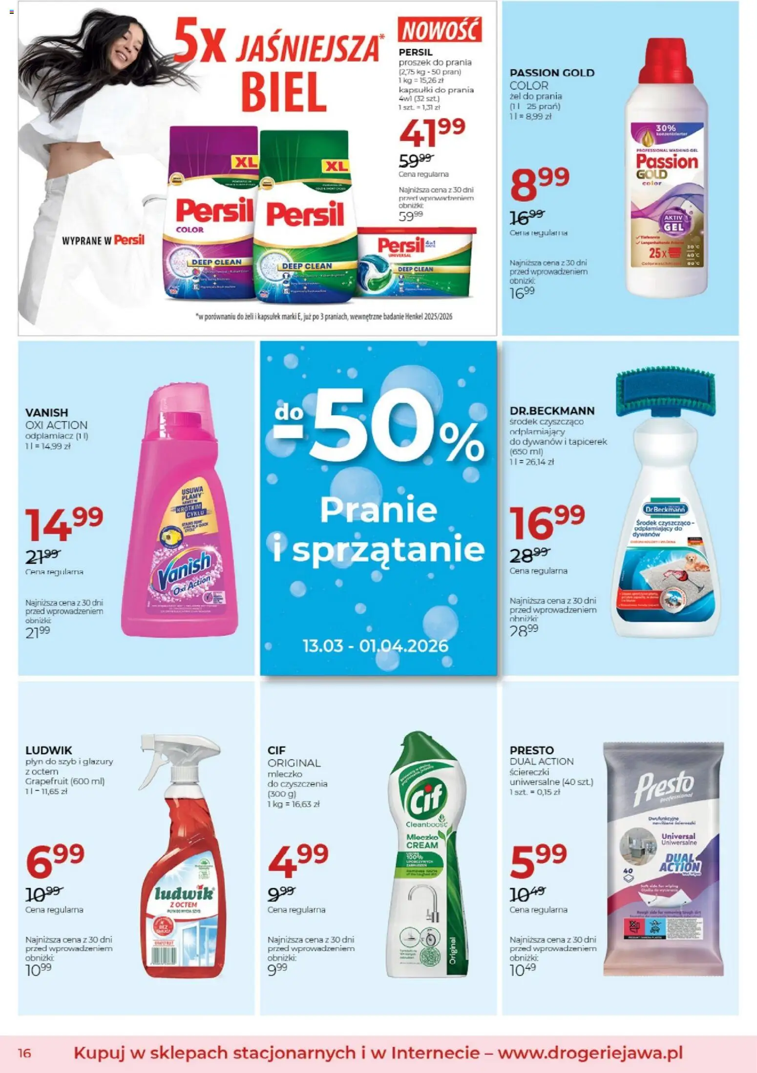 Jawa gazetka od 04.03.2026 | Strona: 16 | Produkty: Vanish, Persil, Kapsułki do prania, Proszek do prania