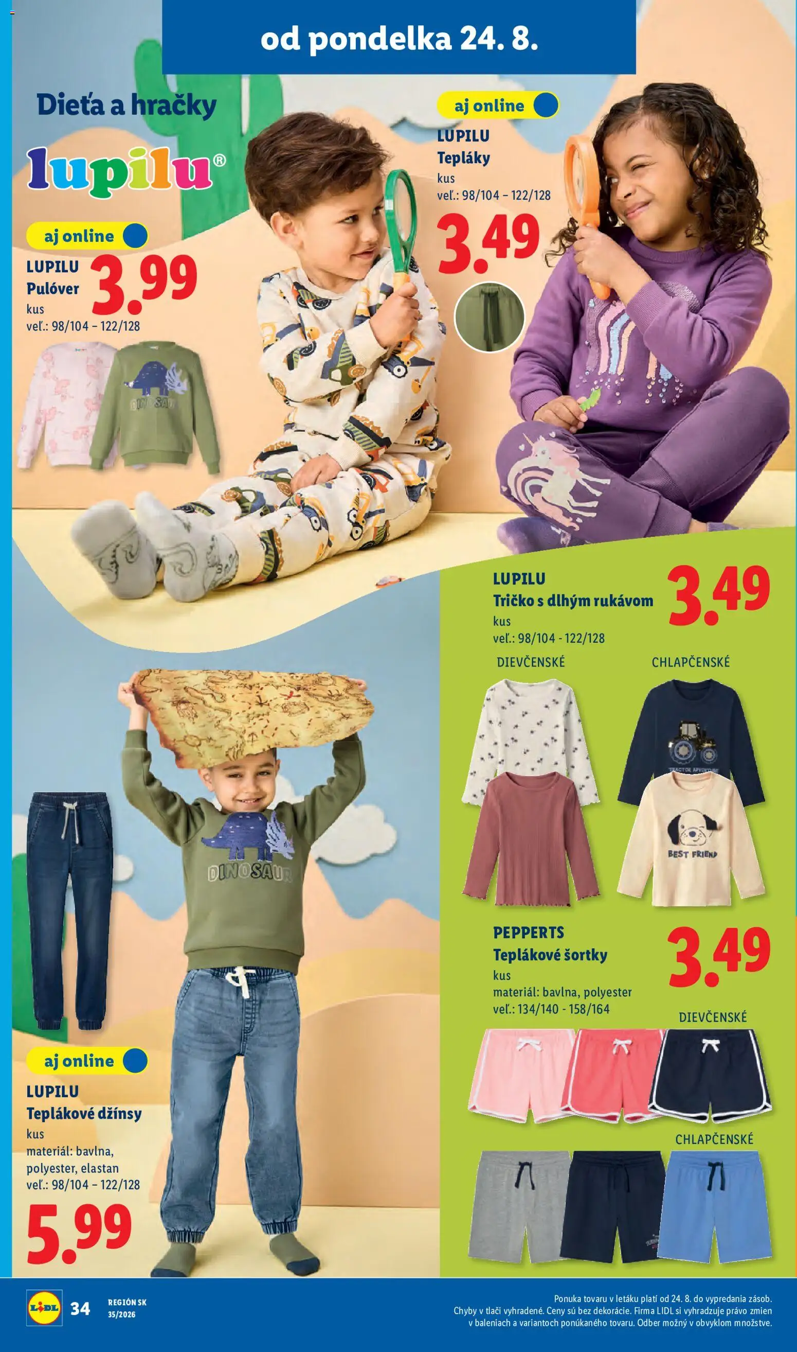 Nové Lidl akcie – leták je platný od 24.08.2026 | Strana: 44 | Produkty: Tričko, Hračky