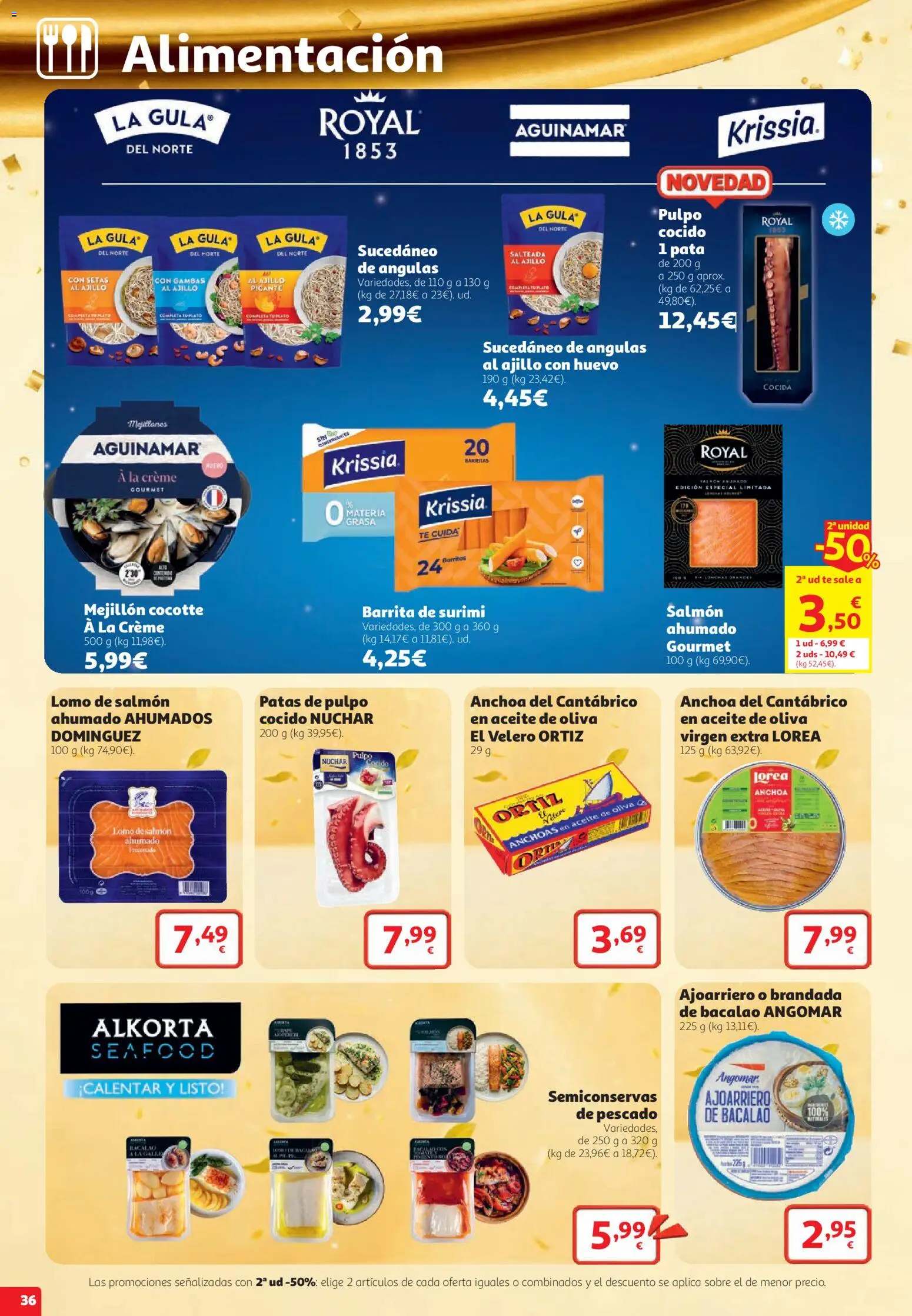 Alcampo folleto Almería │ válido desde el 22/10/2026 | Página: 36 | Productos: Anchoas, Lomo, Salmón ahumado, Anchoa