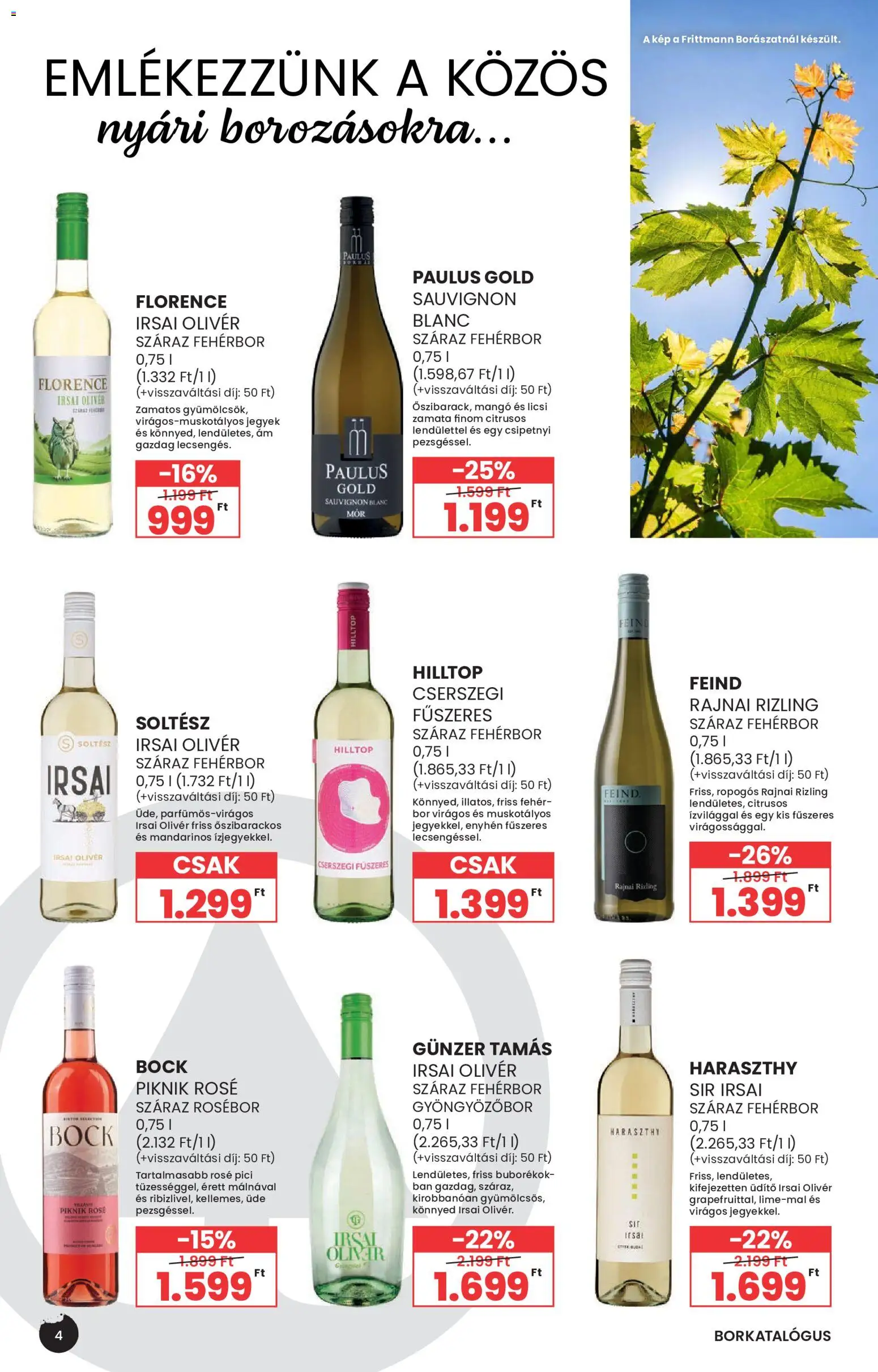 Spar akciós ujság - amely érvényes a következő dátumtól: 2026.09.02. | Oldal: 4 | Termékek: Bor, Fehérbor, Rosé, Mangó