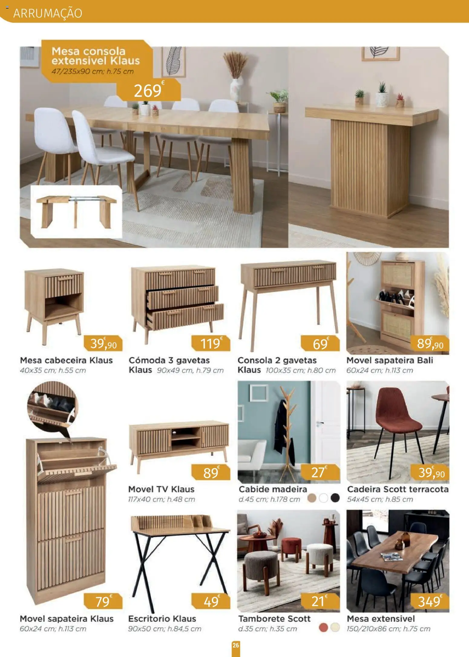 E.Leclerc folheto Jardim Fafe │ válido de 23.03.2026 | Página: 26 | Produtos: Cómoda, Mesa, Cabide, Sapateira