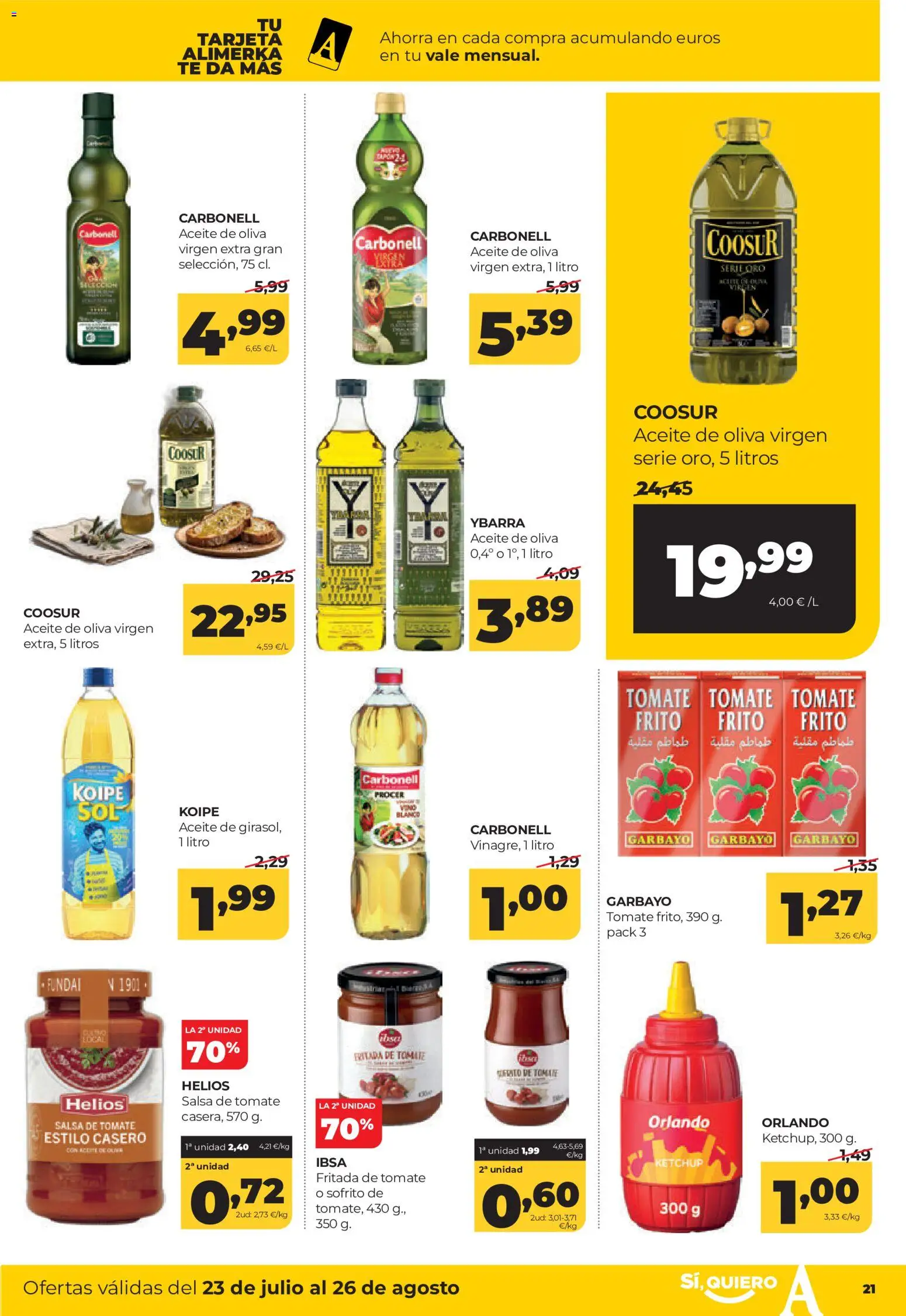 Alimerka folleto Castilla y León │ válido desde el 23/07/2026 | Página: 21 | Productos: Aceite, Salsa de tomate, Té, Aceite de oliva