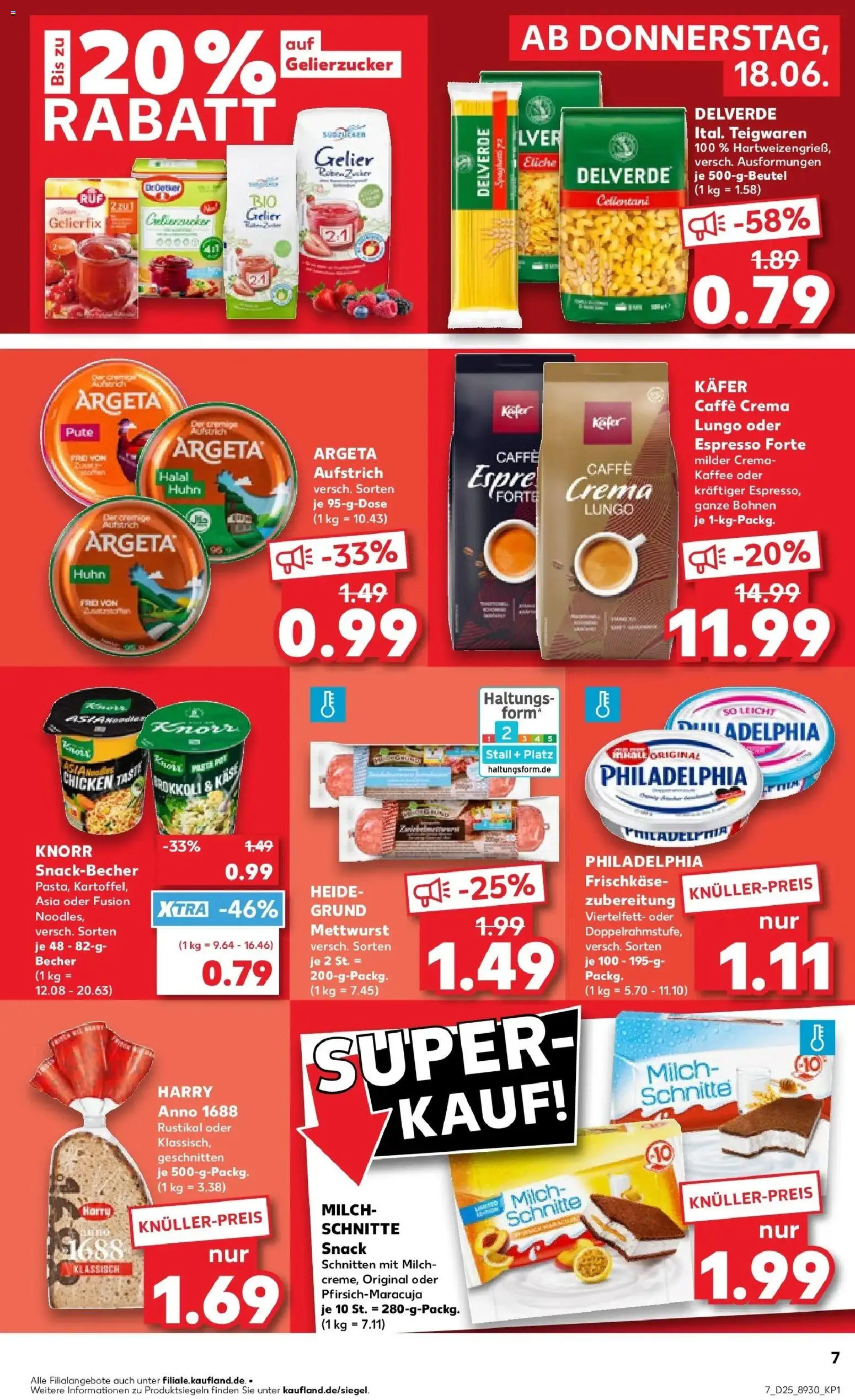 Kaufland Prospekt Pforzheim – gültig ab 18.06.2026 | Seite: 9 | Produkte: Milch, Käse, Knorr, Pasta