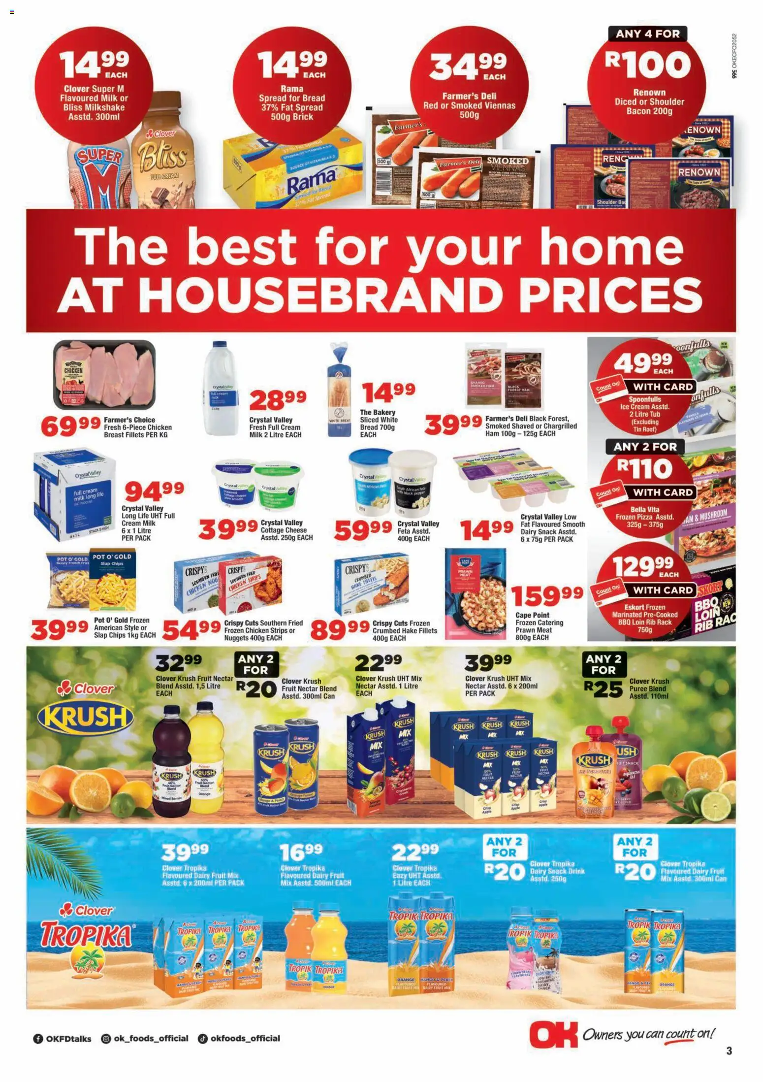 New OK Foods catalogue – valid from 14/10/2026 | Page: 3 | Products: Frozen pizza, Cottage cheese, Ice cream, Fruit