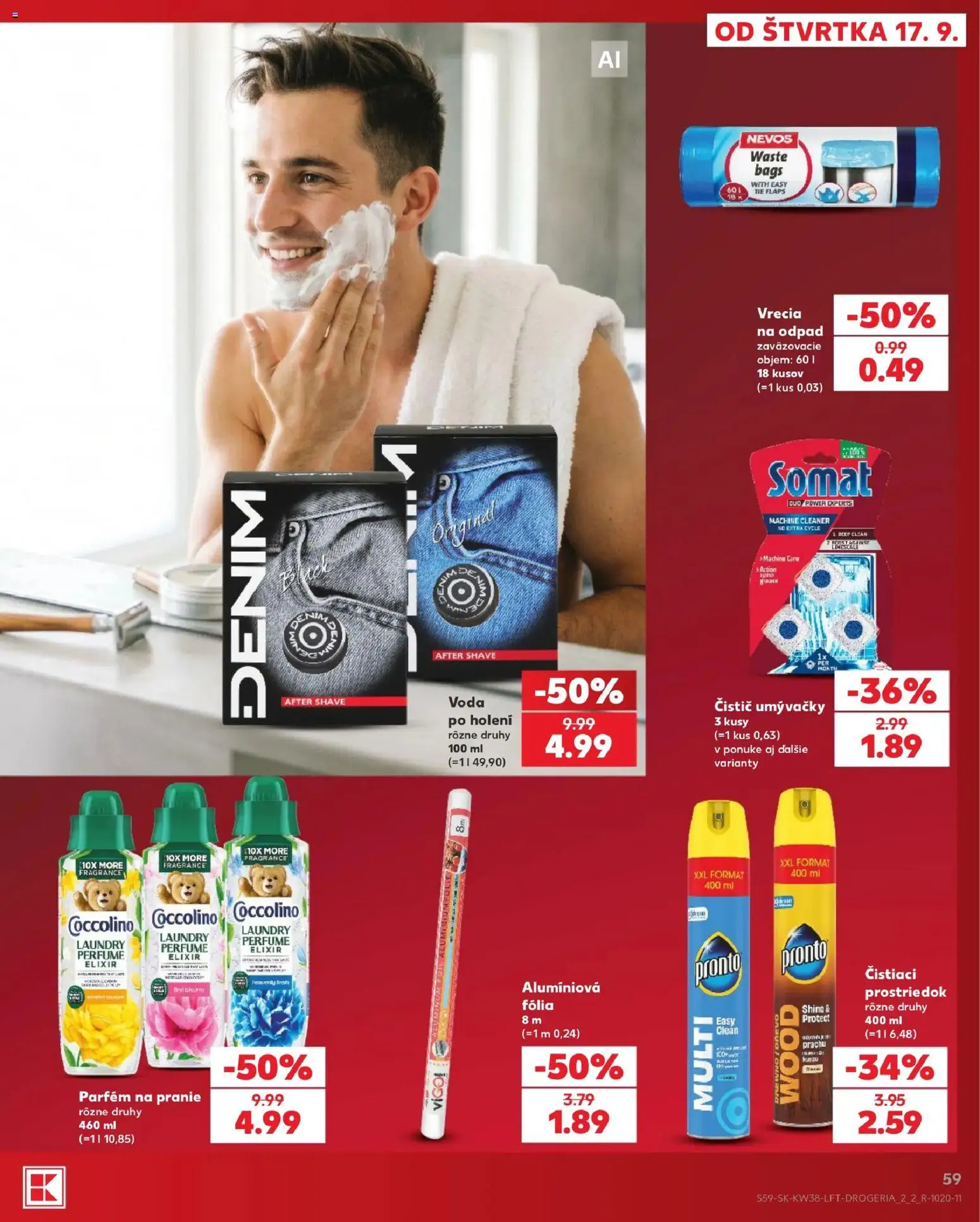 Nové Kaufland akcie – leták je platný od 17.09.2026 | Strana: 59 | Produkty: Fólia, Parfém, Voda, Coccolino