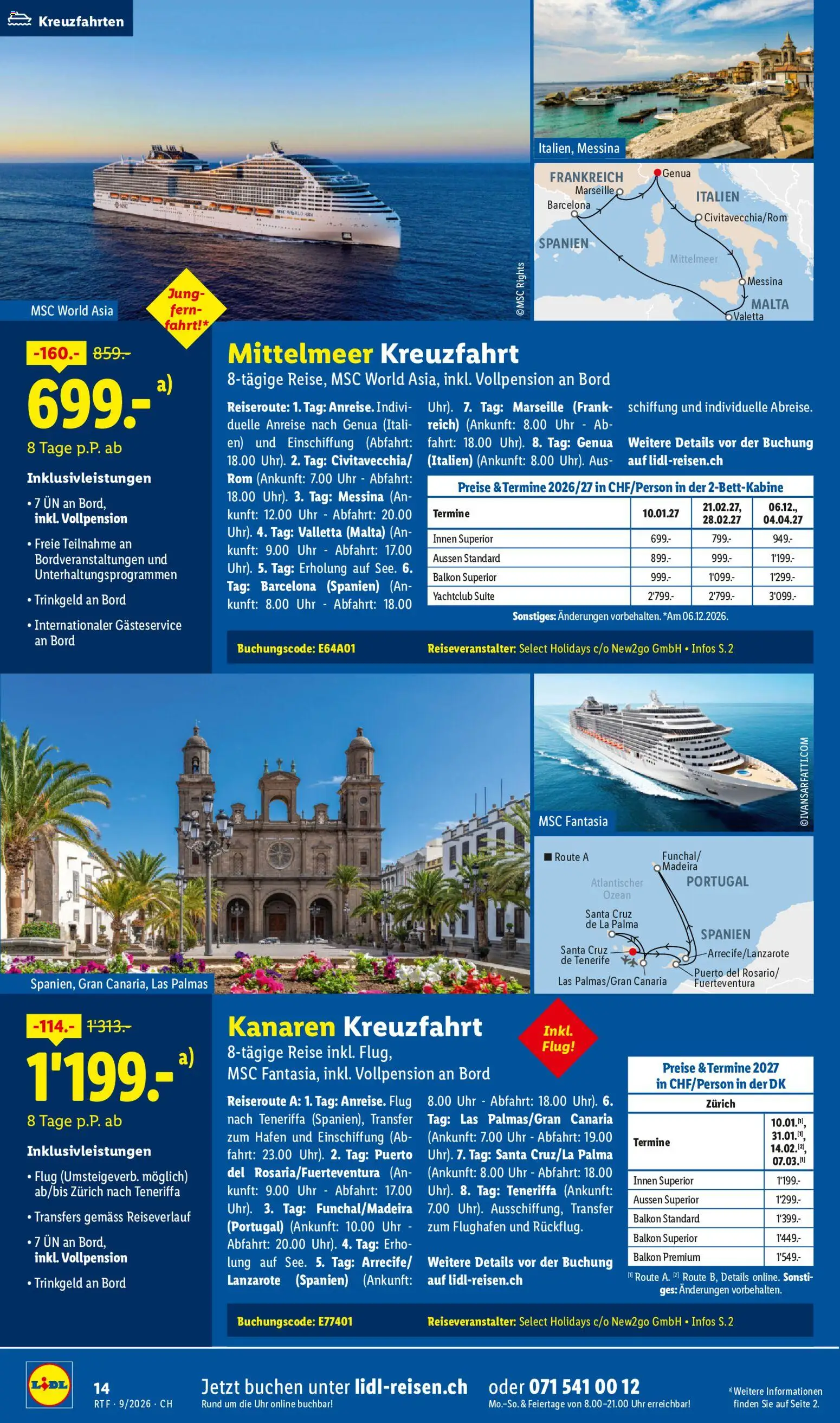 Lidl aktionen September/Oktober Reise-Highlights – gültig ab 14.09.2026 | Seite: 14