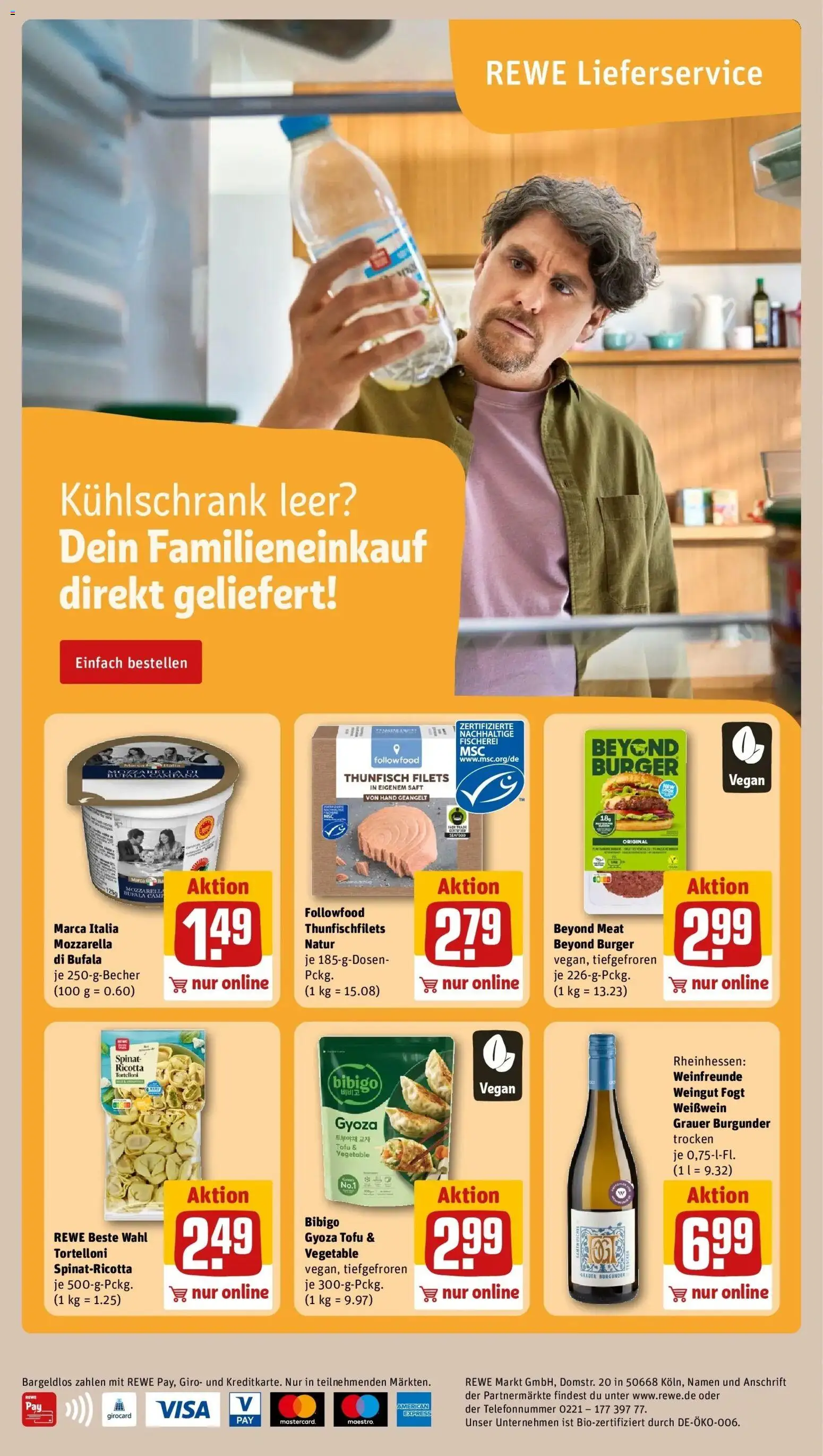 REWE Prospekt ab 24.08.2026 zum Blättern » Angebote | Seite: 28 | Produkte: Thunfisch, Weißwein, Mozzarella, Saft