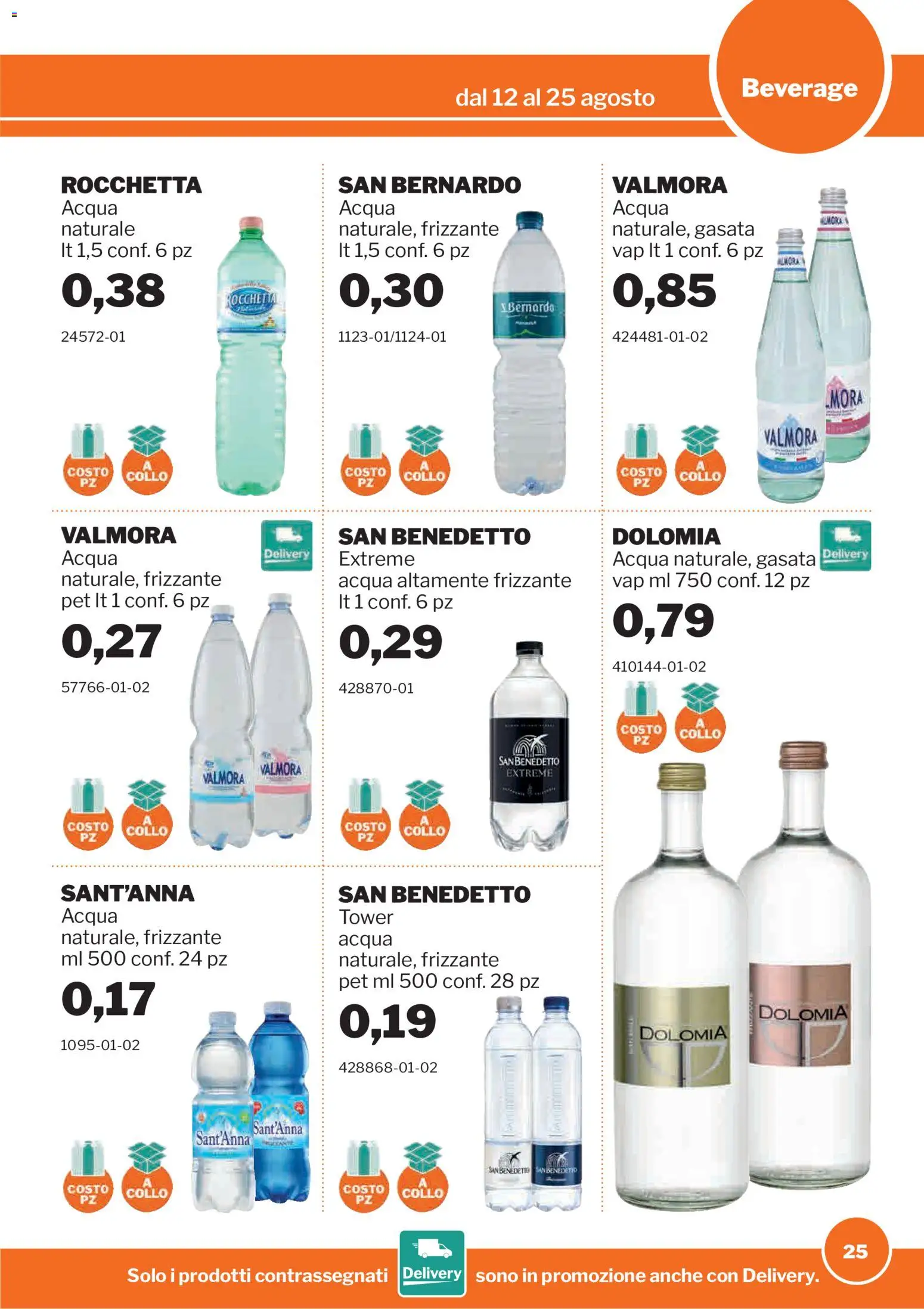Volantino Sogegross del 12/08/2026 | Pagina: 25 | Prodotti: Acqua, Acqua naturale, Collo