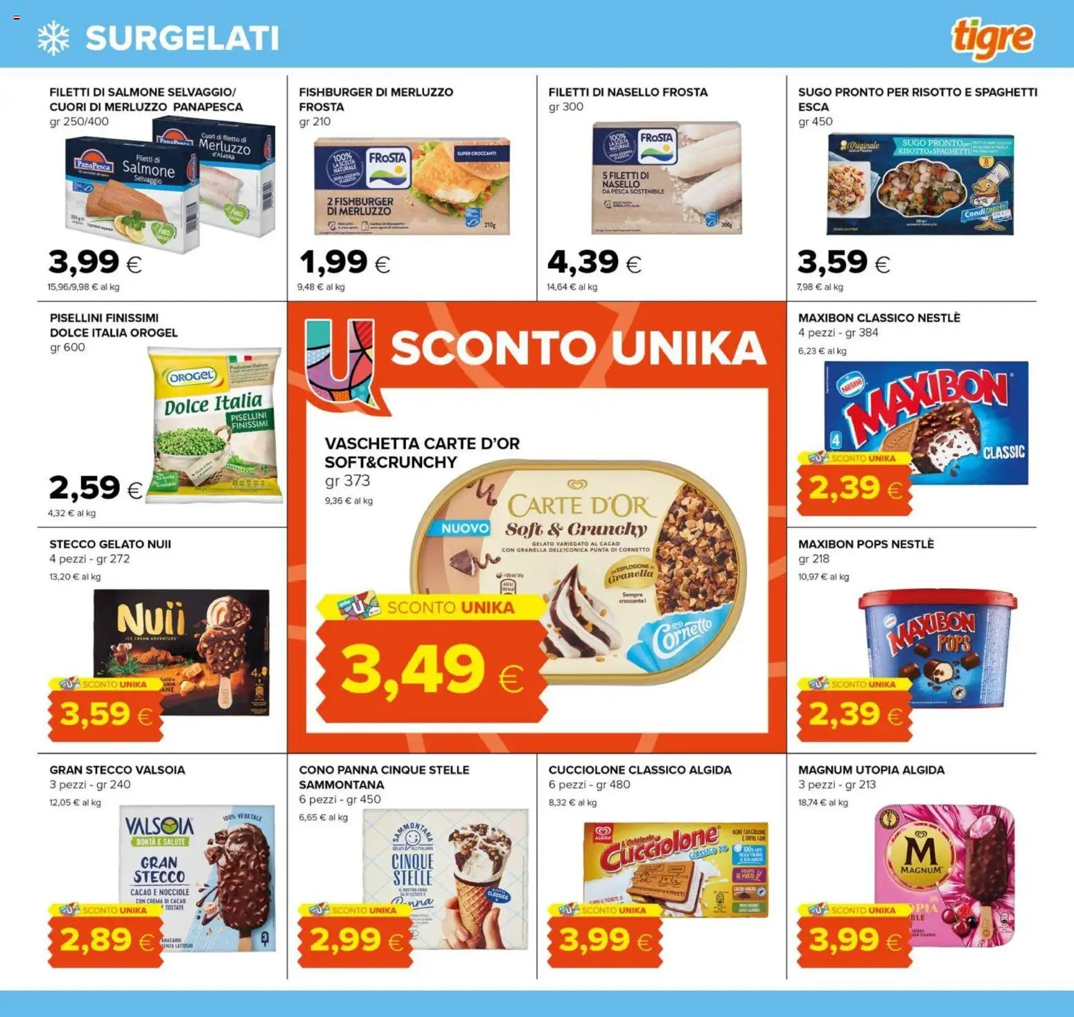 Volantino Tigre del 10/08/2026 | Pagina: 7 | Prodotti: Cornetto, Nocciole, Sugo, Nasello