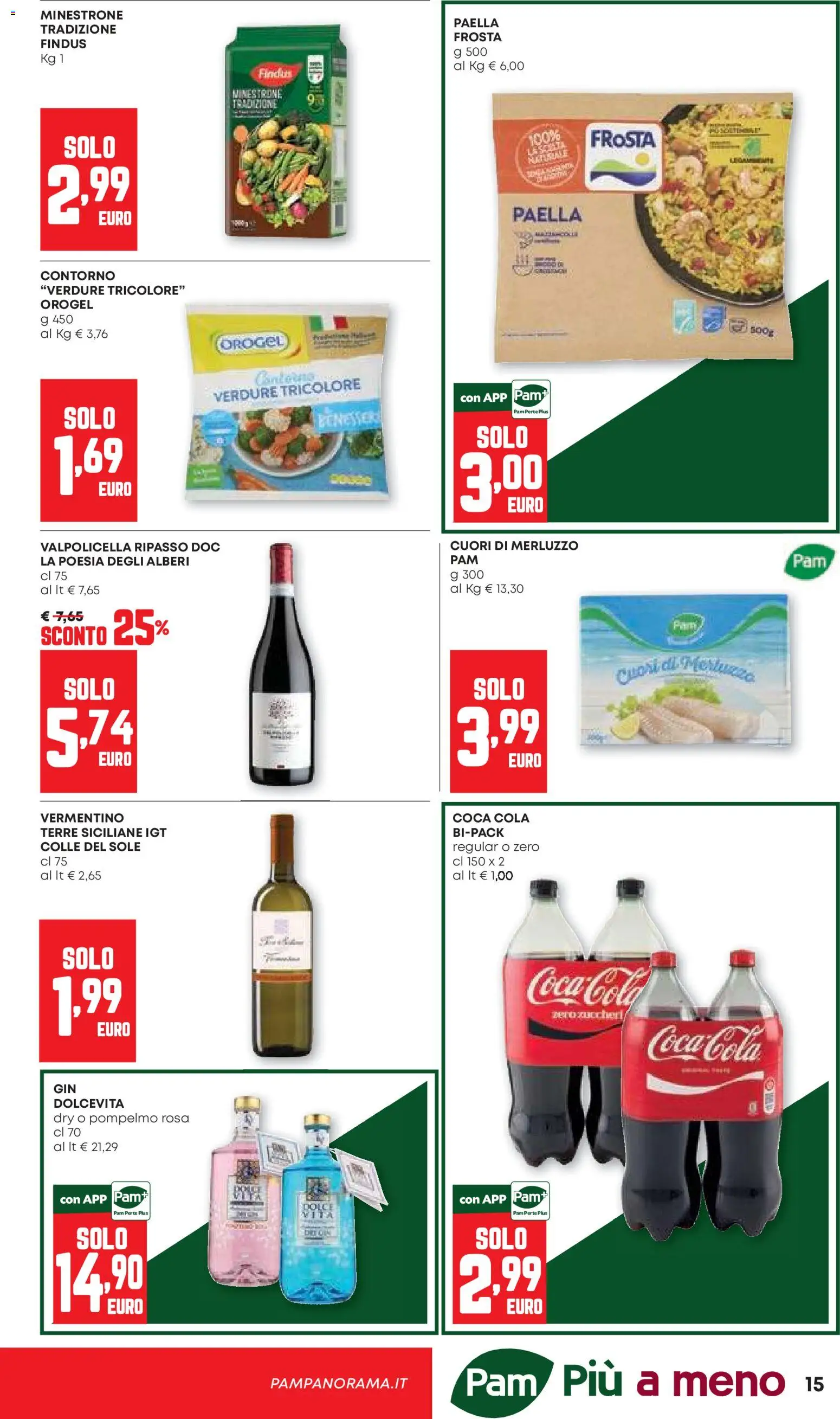 Volantino PAM del 24/09/2026 | Pagina: 15 | Prodotti: Merluzzo, Verdure, Paella, Coca Cola