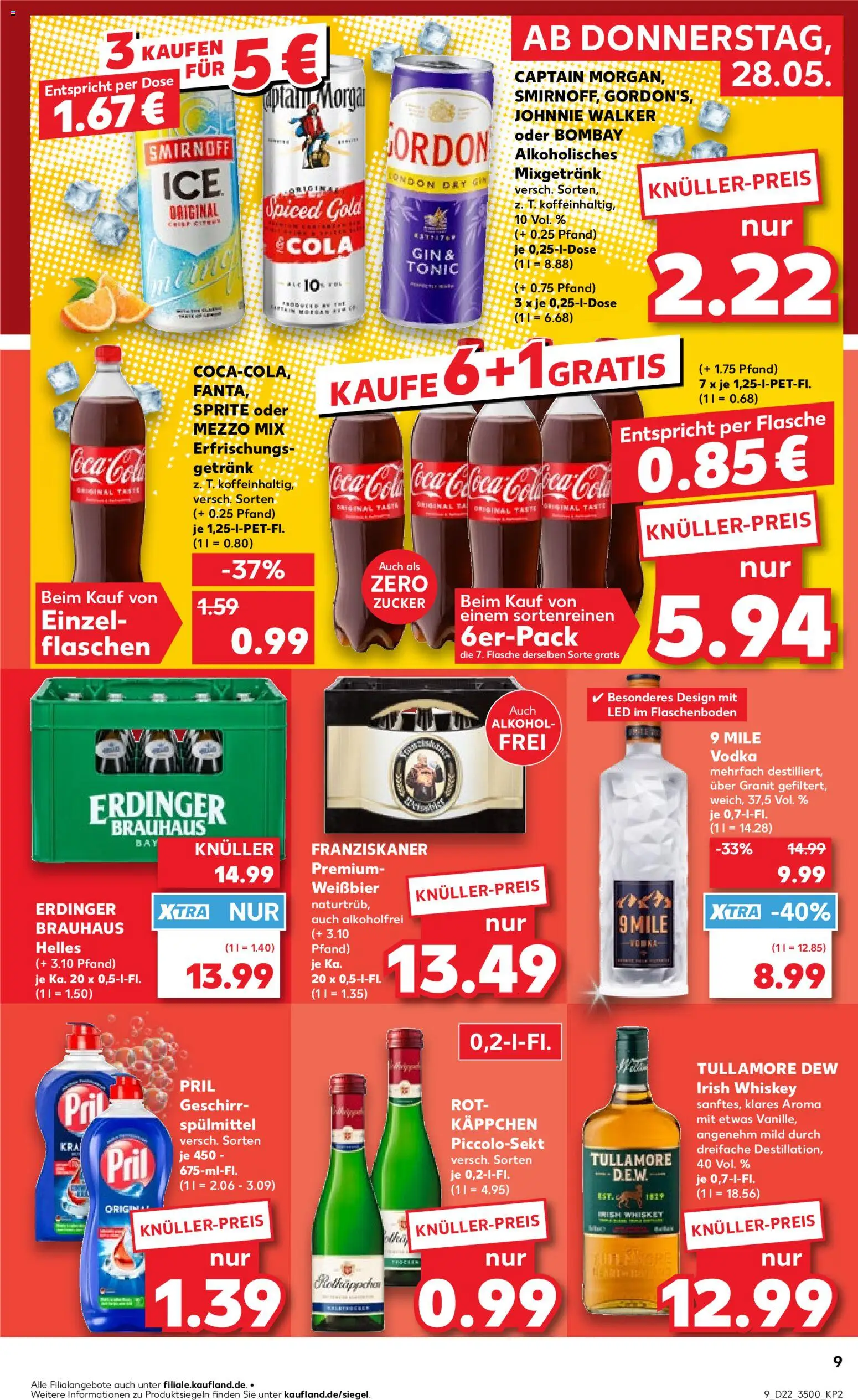 Kaufland Prospekt Jena – gültig ab 28.05.2026 | Seite: 9 | Produkte: Coca cola, Smirnoff, Oder mezzo mix, Gin