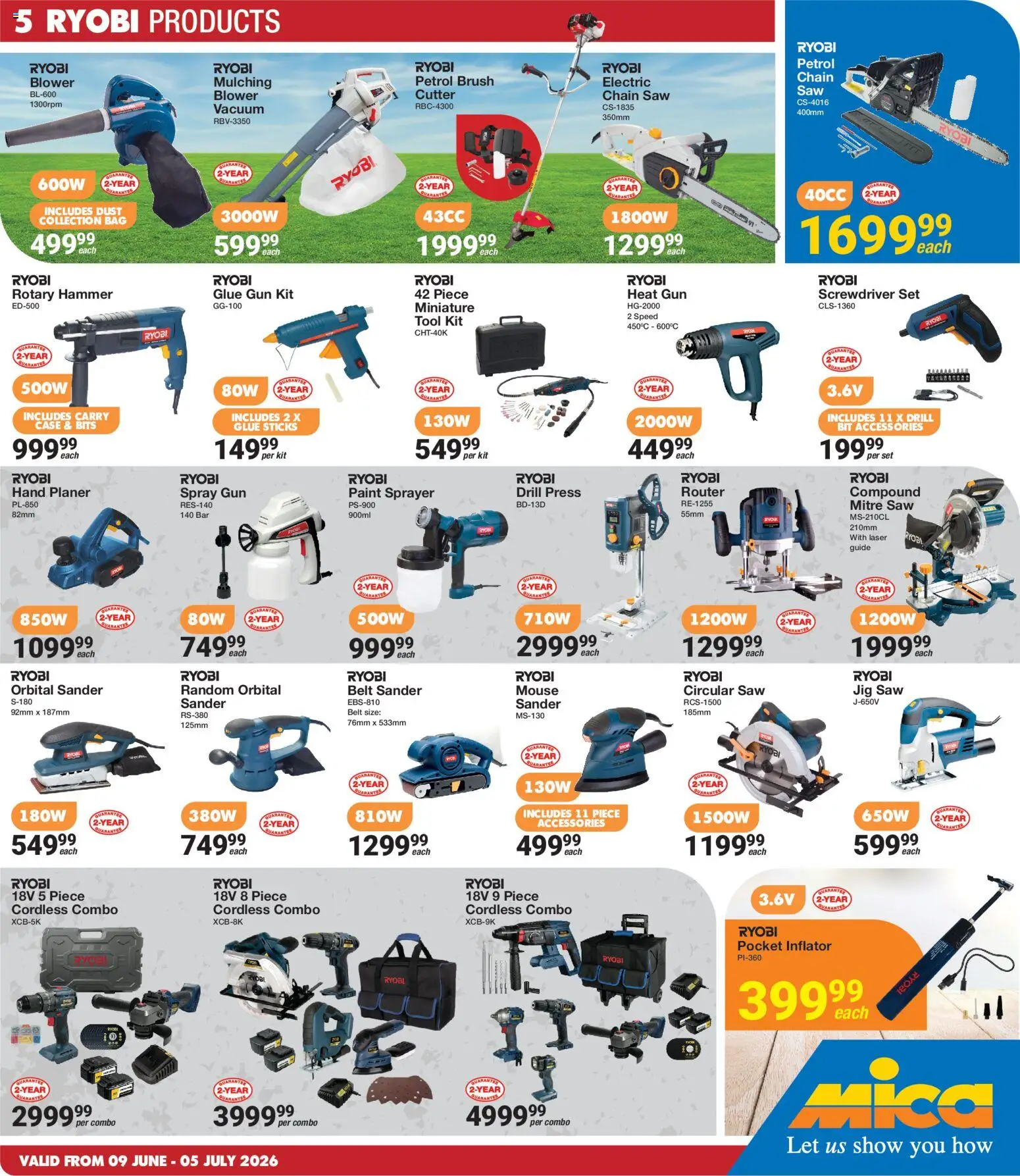 New MICA catalogue – valid from 09.06.2026 | Page: 5 | Products: Bag, Press, Hammer, Brush