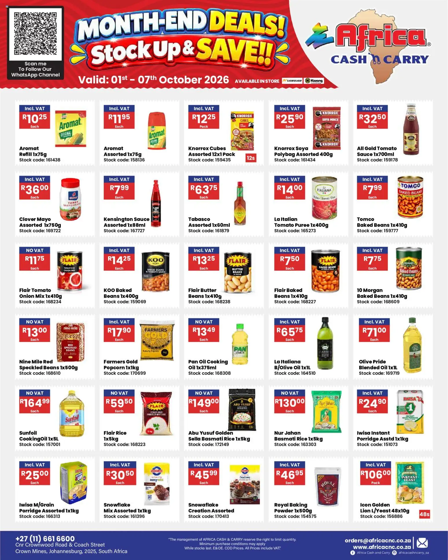 New Africa Cash & Carry catalogue – valid from 01/10/2026 | Page: 27 | Products: Beans, Butter, Popcorn, Soya mince