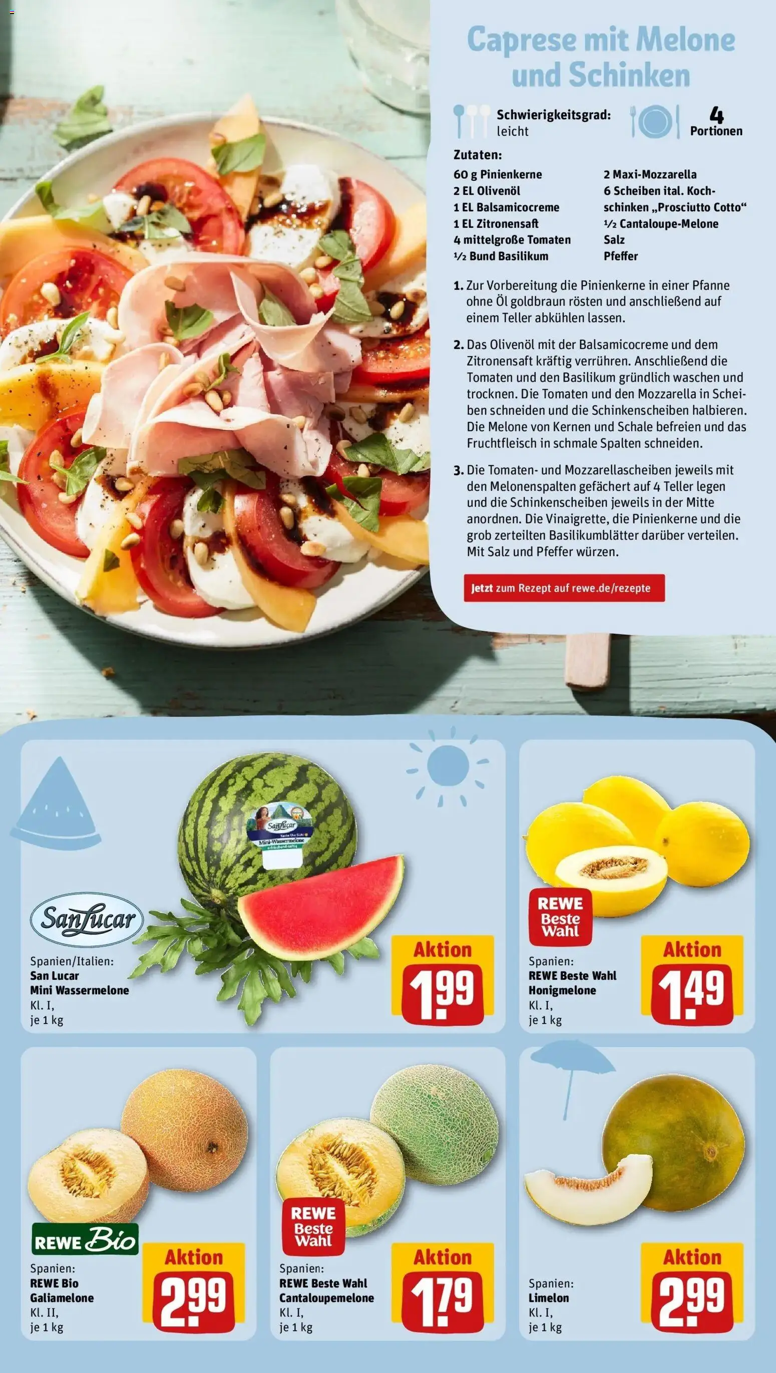 Rewe Prospekt Niederstotzingen – gültig ab 27.07.2026 | Seite: 9 | Produkte: Mozzarella, Pfeffer, Wassermelone, Schinken