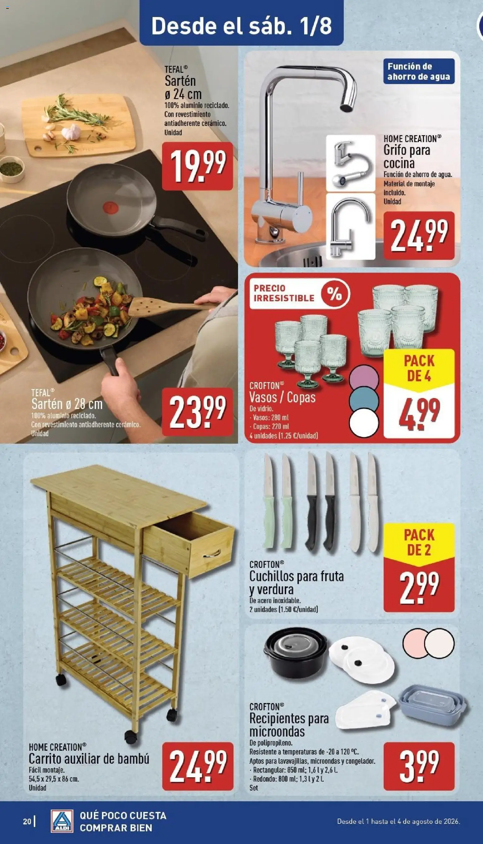 Aldi folleto Península │ válido desde el 27/07/2026 | Página: 20 | Productos: Pan, Vasos, Cocina