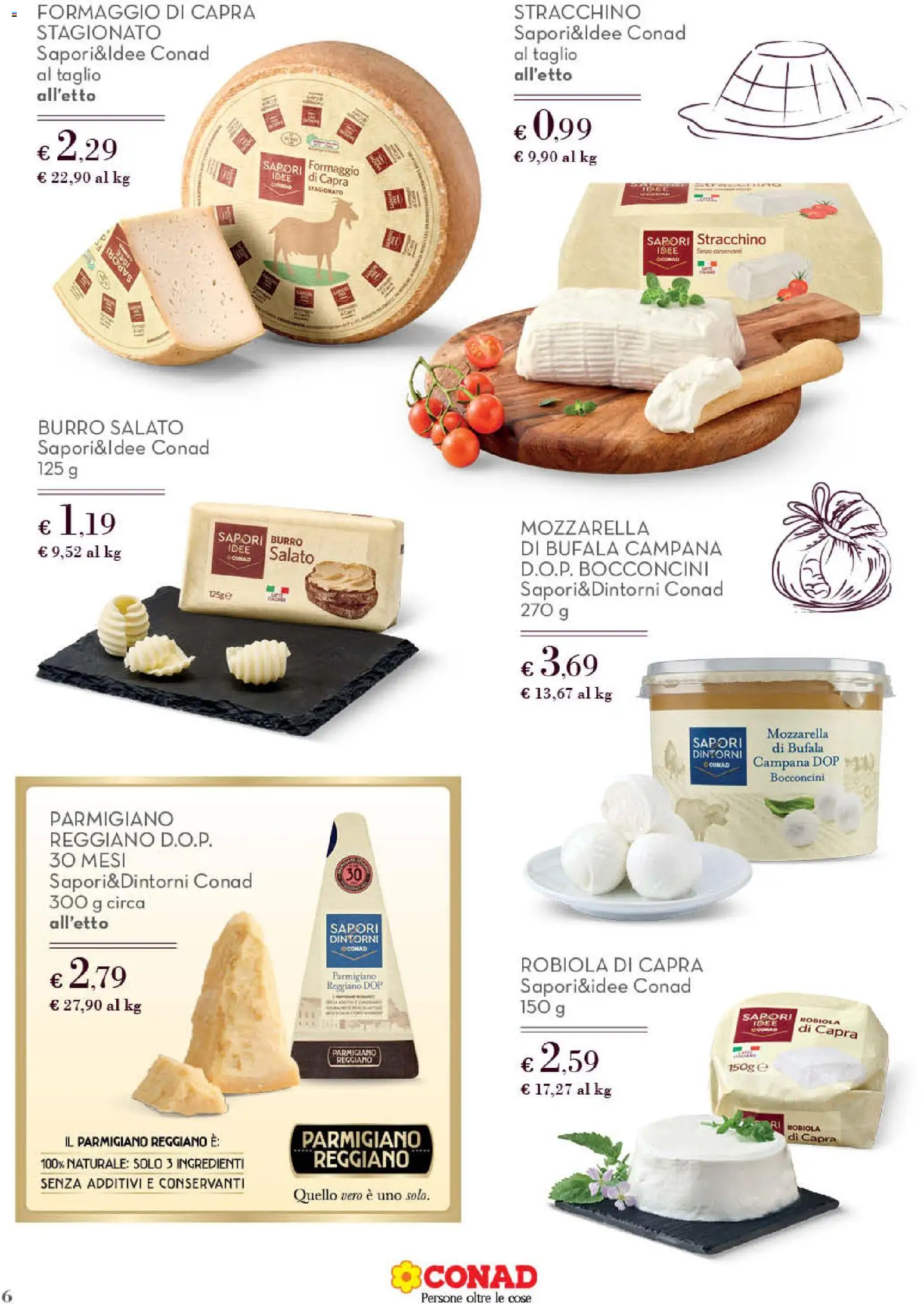 Volantino Conad del 09/09/2026 | Pagina: 6 | Prodotti: Formaggio, Stracchino, Ingredienti, Parmigiano reggiano