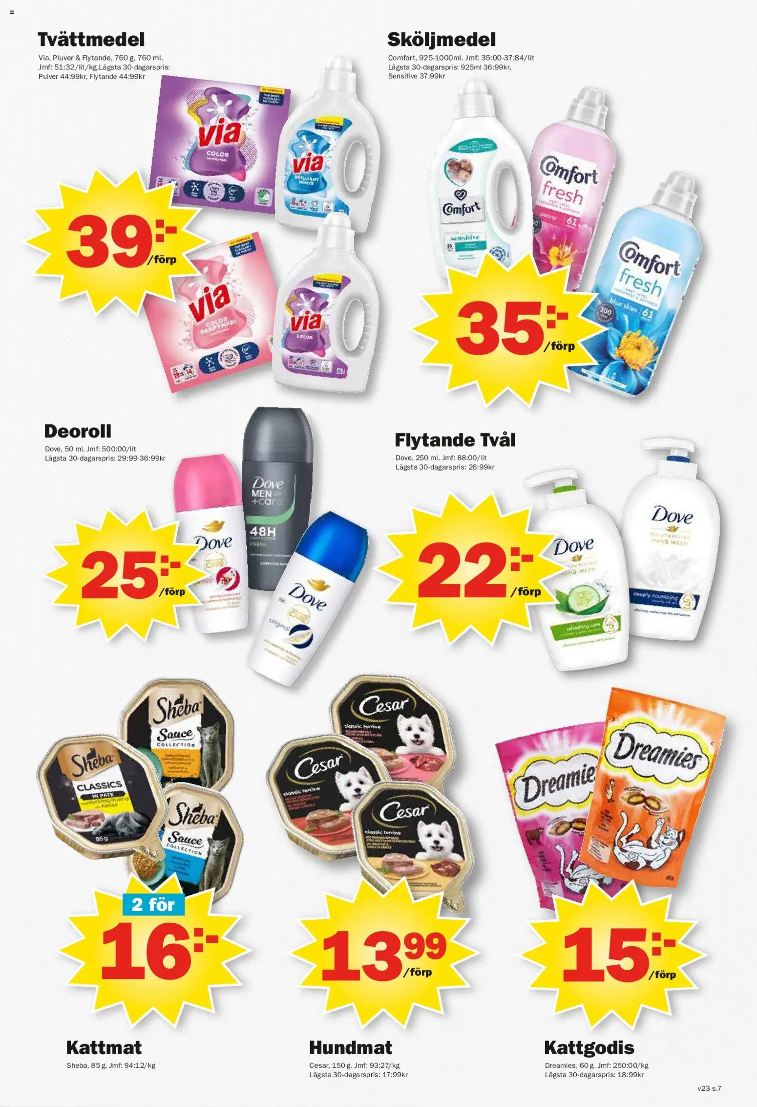 Pekås reklamblad aktuell från 01.06.2026 | Sida: 7 | Produkter: Tvål, Sköljmedel, Kattmat, Hundmat