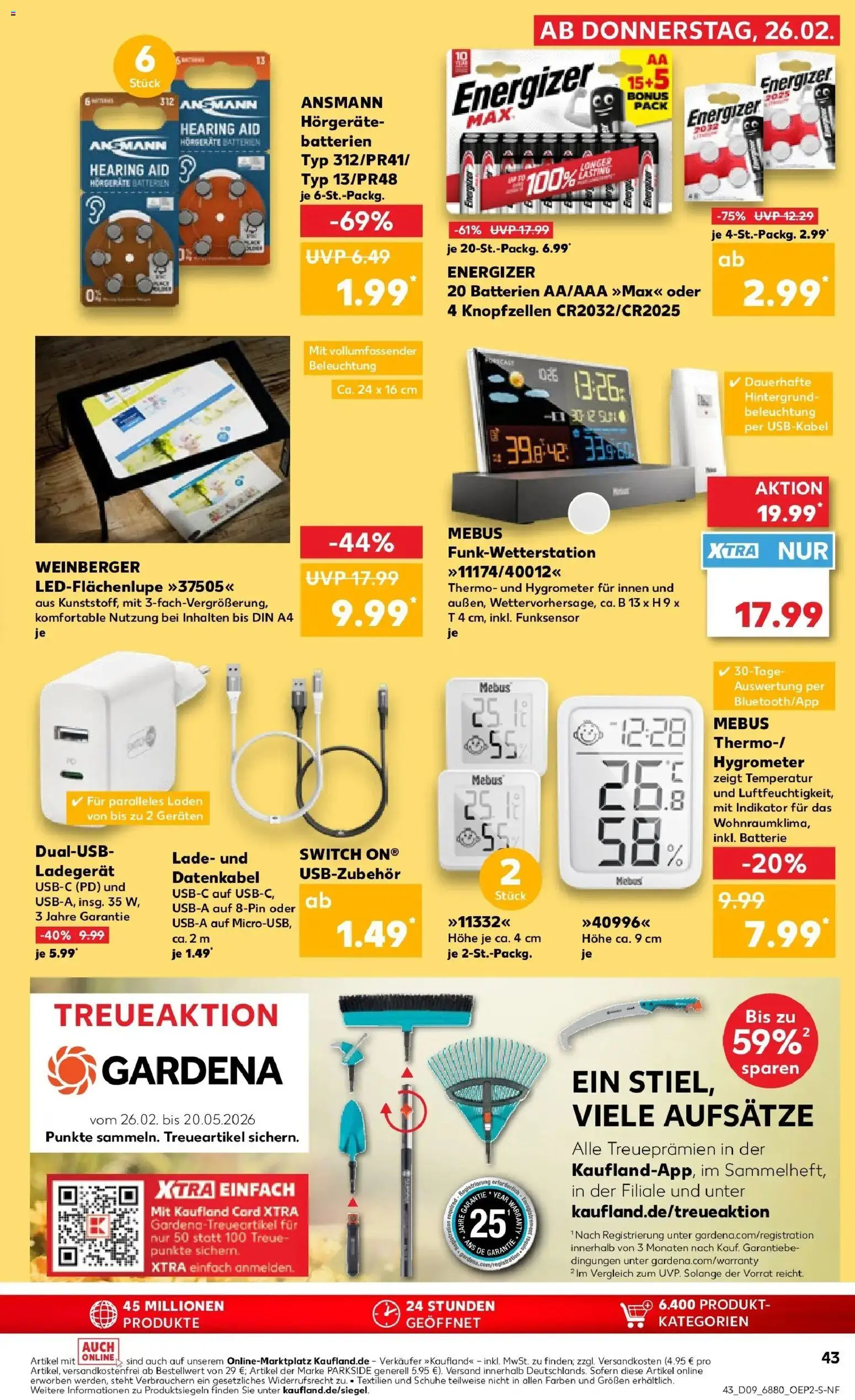 Kaufland prospekt Pfullingen	 – gültig ab 26.02.2026 | Seite: 43 | Produkte: USB, Batterien, Batterie, Ladegerät