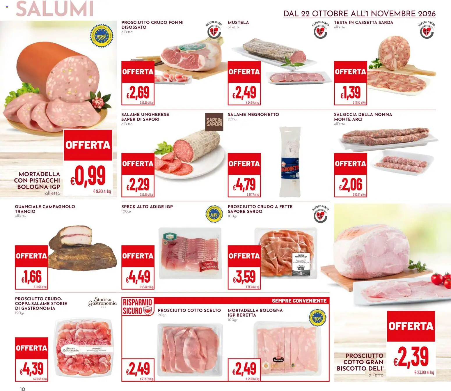 Volantino Pan del 22/10/2026 | Pagina: 10 | Prodotti: Prosciutto Cotto, Prosciutto, Salsiccia, Pistacchi
