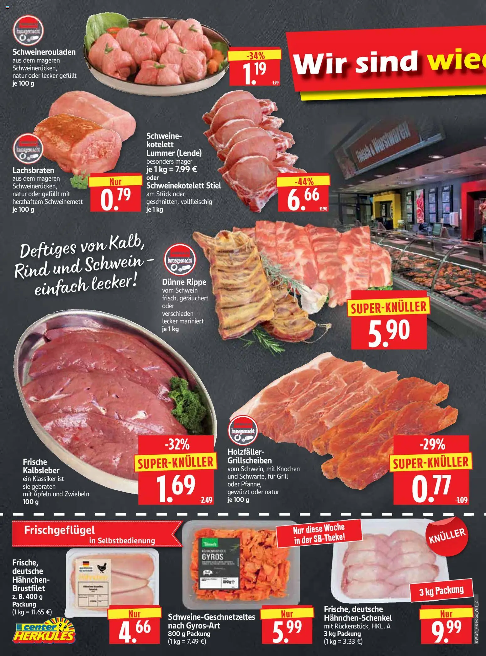 HERKULES Prospekt – gültig ab 17.08.2026 | Seite: 2 | Produkte: Hahnchen, Hahnchenschenkel, Kalbsleber, Gyros