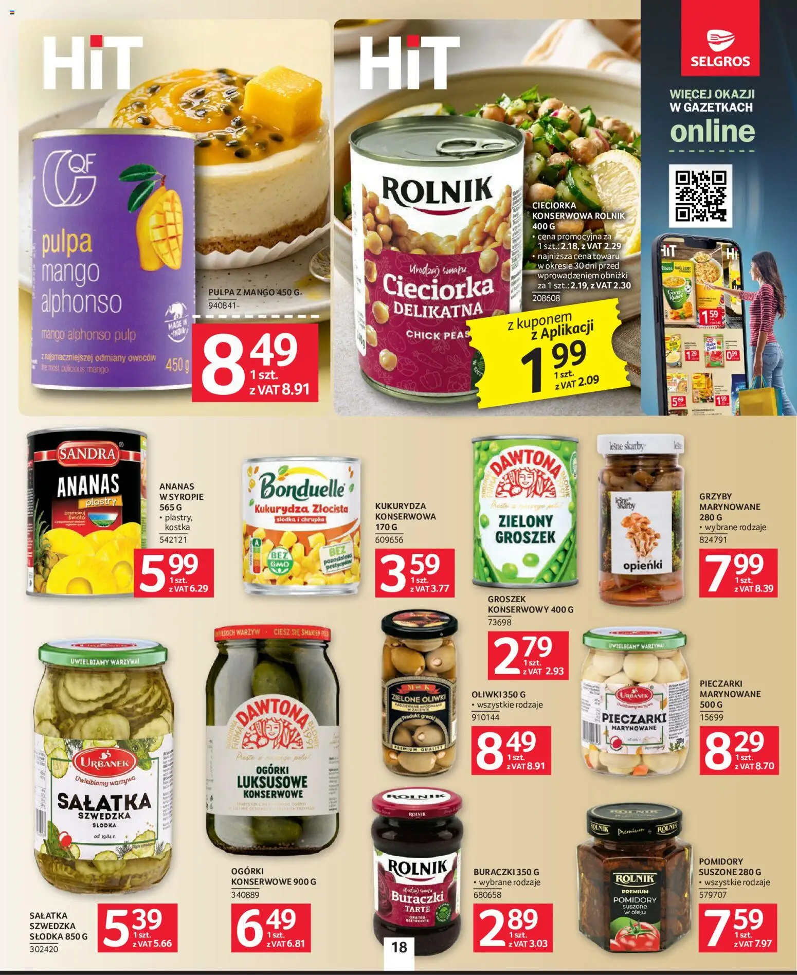 Selgros cash&carry gazetka od 24.09.2026 | Strona: 18 | Produkty: Cieciorka, Oliwki, Pomidory, Ananas