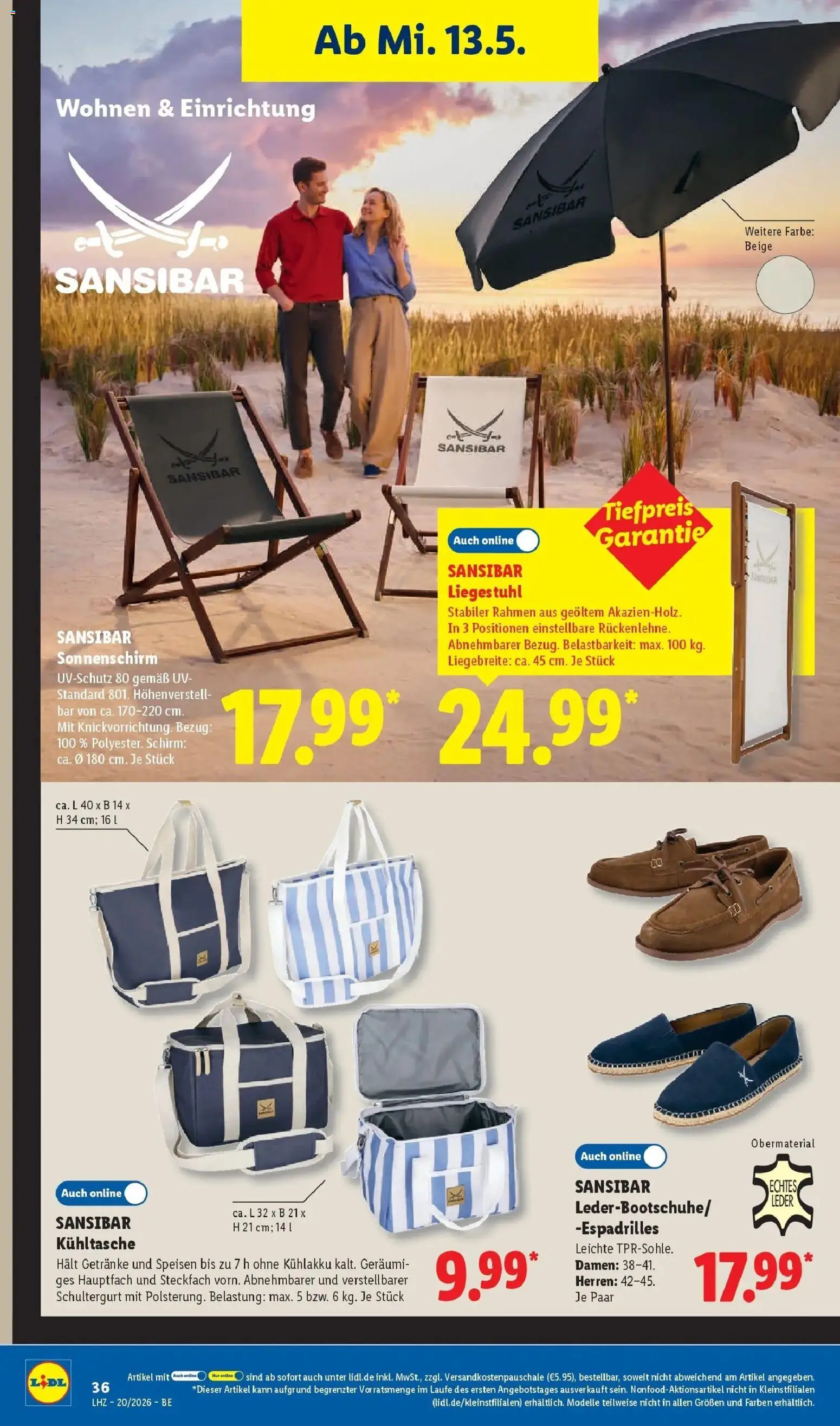 Lidl Prospekt Mahlow – gültig ab 11.05.2026 | Seite: 58 | Produkte: Liegestuhl, Sonnenschirm, Espadrilles