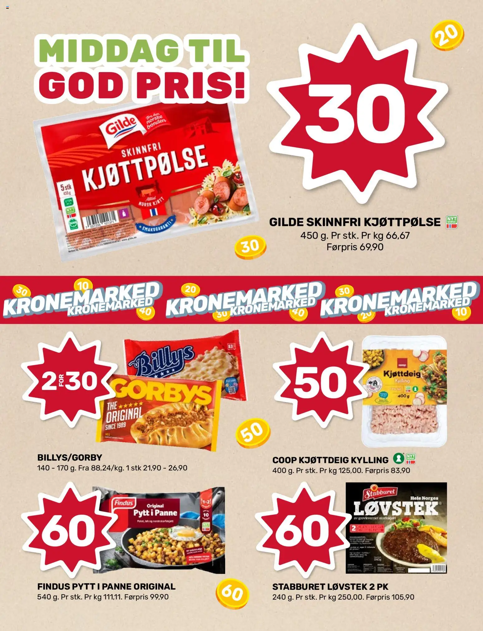 {H1} | Side: 2 | Produkter: Kylling, Kjøttdeig, Суміш дитяча, Kolasås