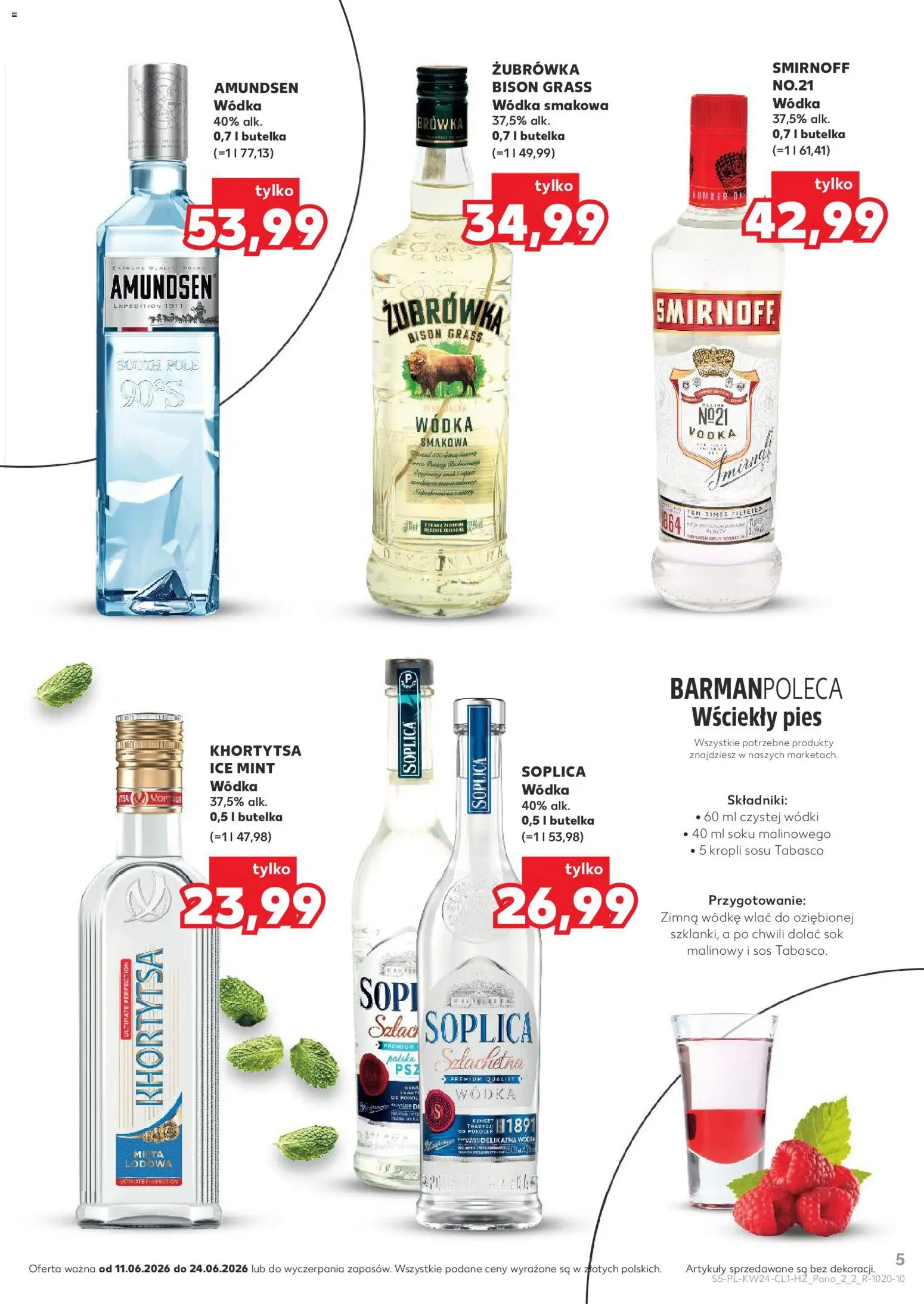 Kaufland Polsko leták - Barek od 11.06.2026 | Strana: 5 | Produkty: Tabasco, Vodka, Zubrowka