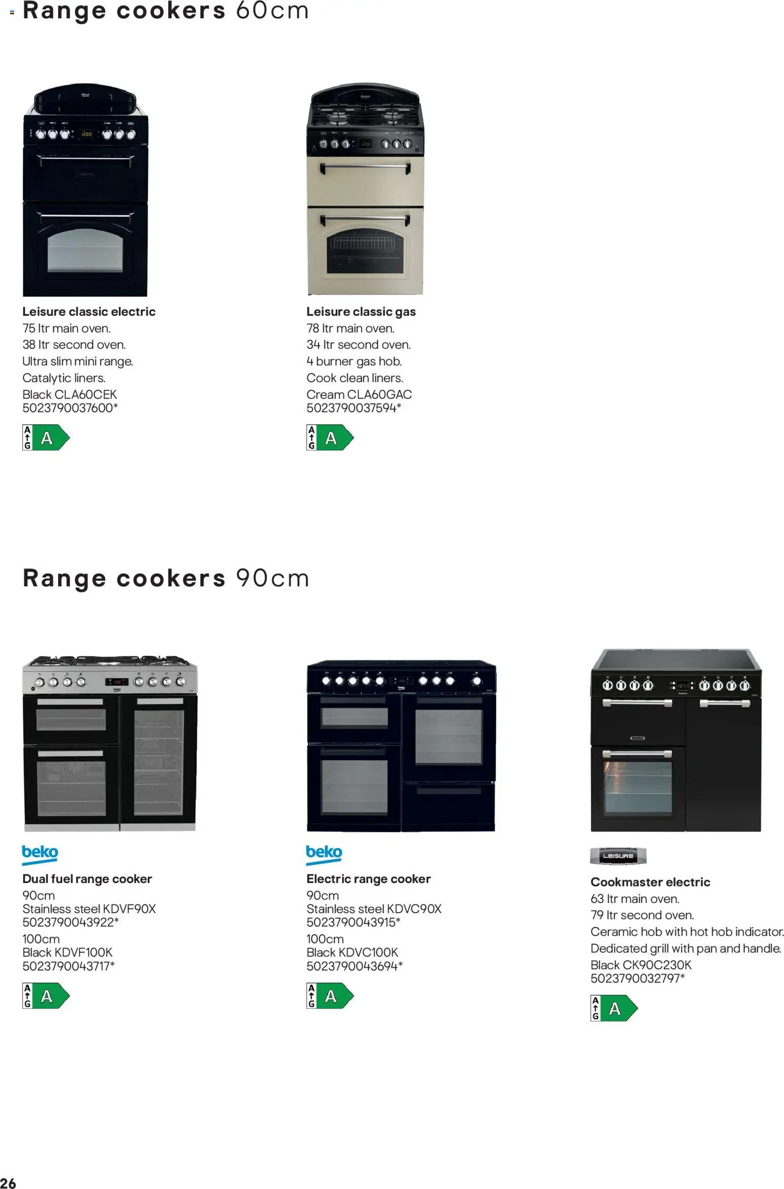 {H1} | Page: 26 | Products: Handle, Hob, Grill, Cooker