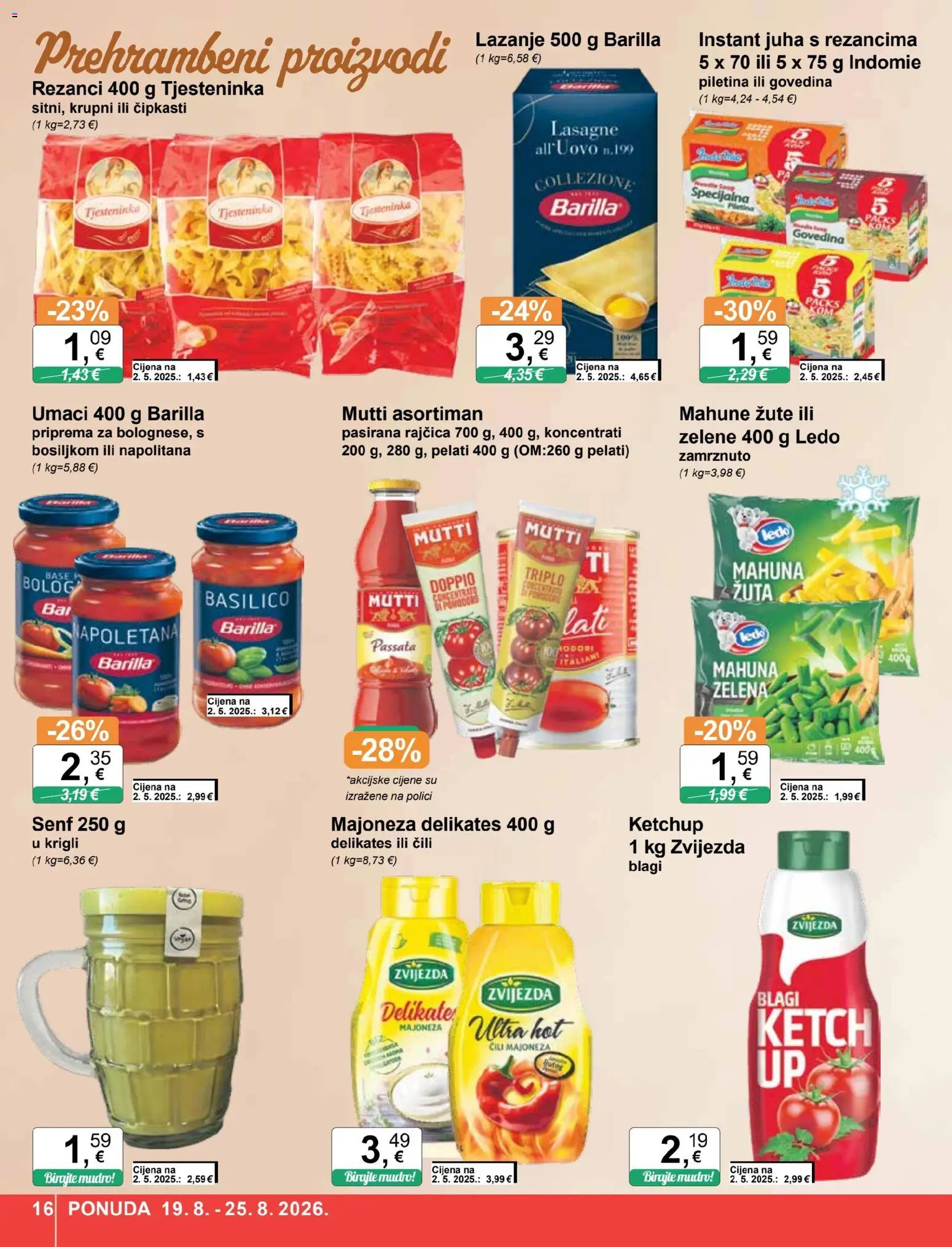 KTC katalog | vrijedi od 19.08.2026 | Stranica: 16 | Proizvodi: Pasirana rajčica, Rezanci, Juha, Majoneza