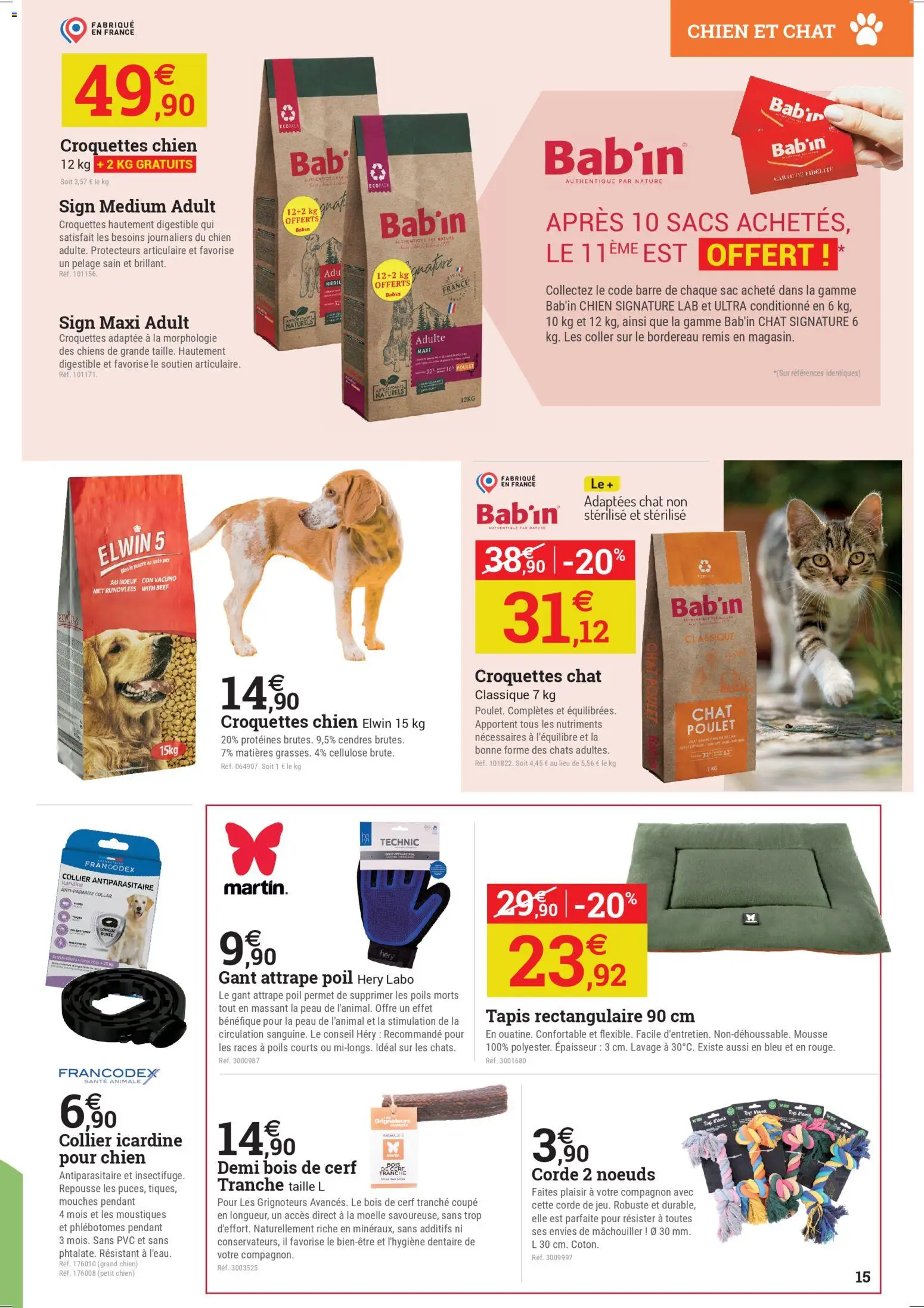 {H1} | Page: 15 | Produits: Sac, Collier, Tapis, Croquettes chat