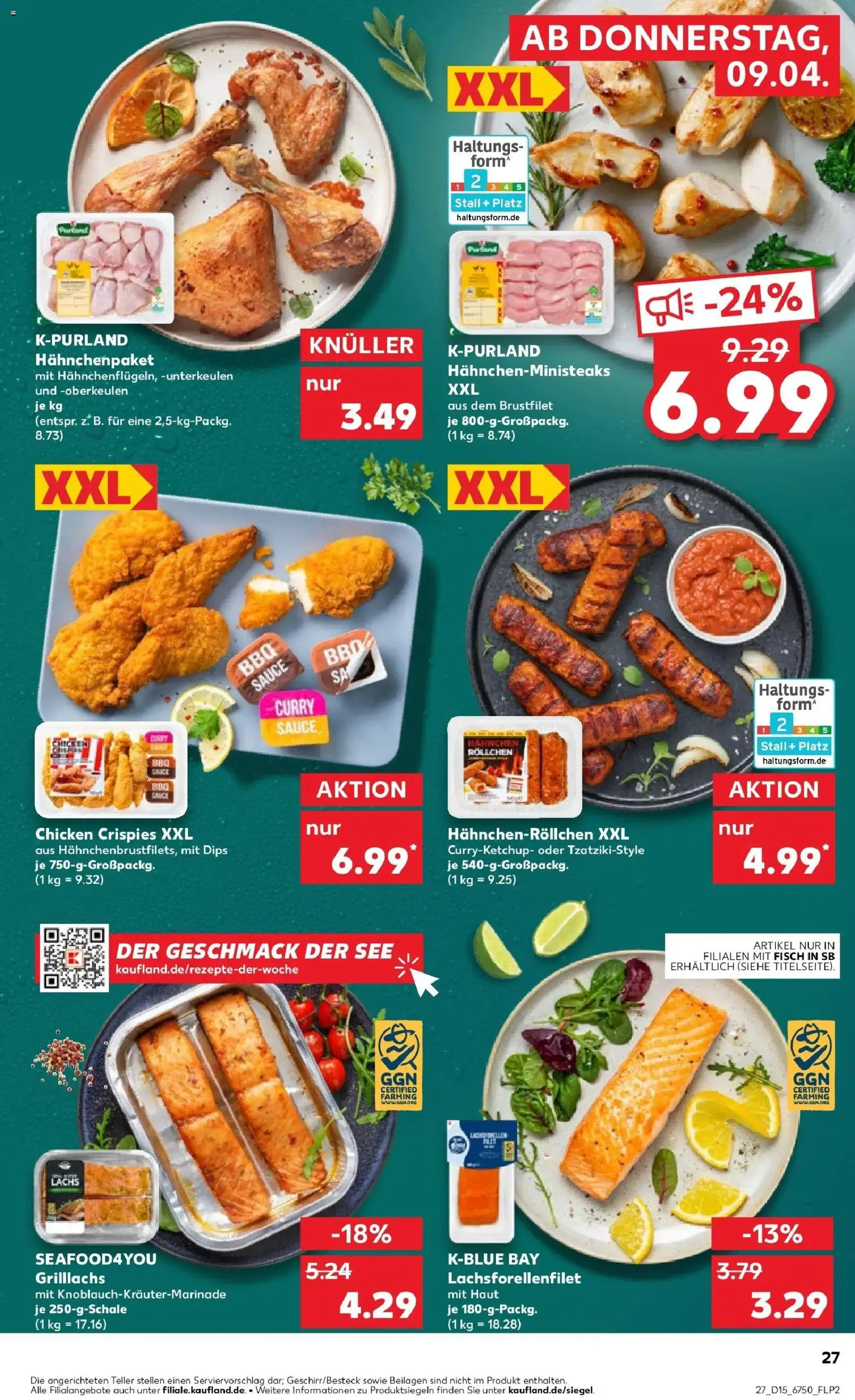 Kaufland Prospekt Lutherstadt Wittenberg	 – gültig ab 08.04.2026 | Seite: 27 | Produkte: Hahnchen, Fisch, Lachs