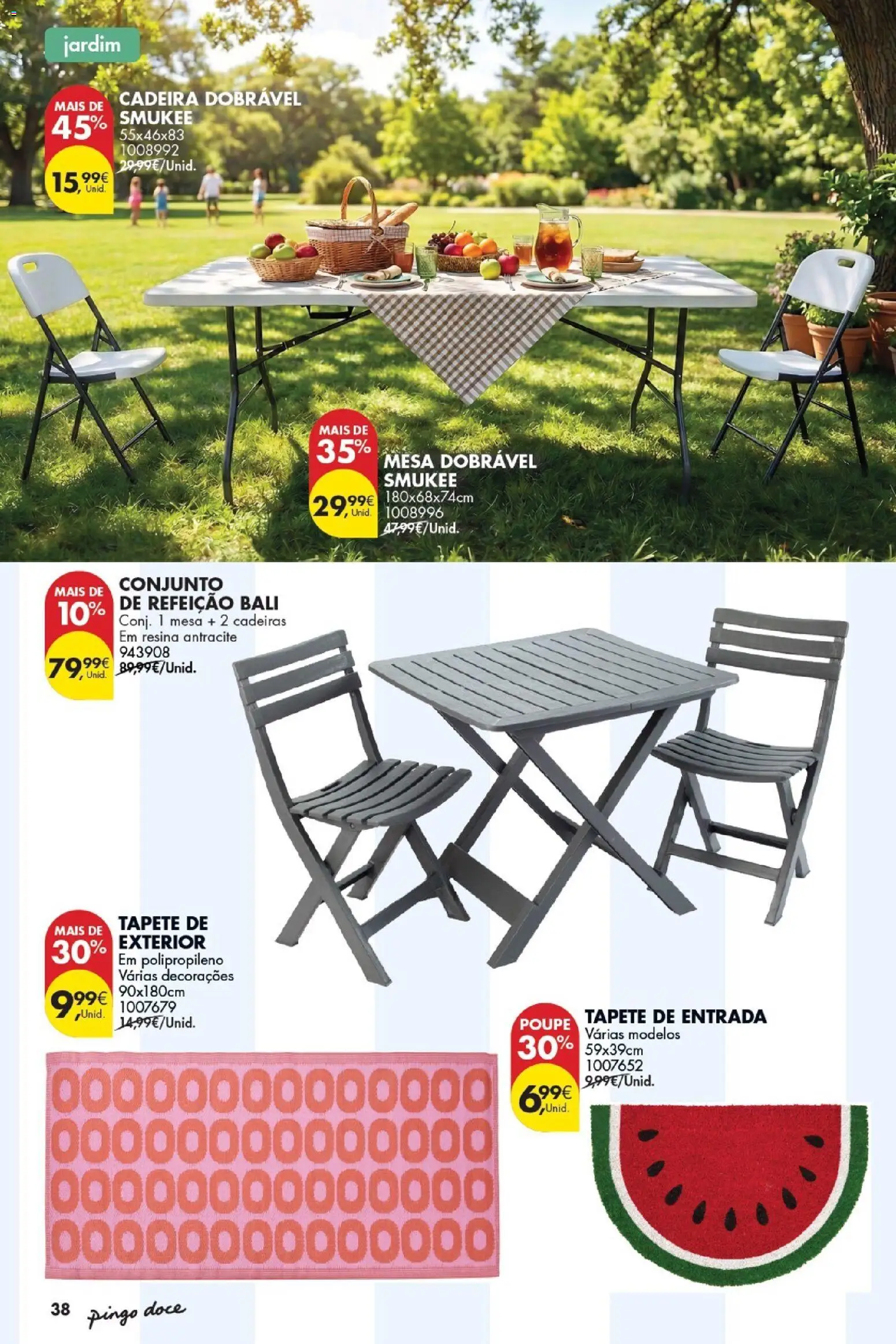 Pingo Doce Bazar Verão 2 │ válido de 30/06/2026 | Página: 38 | Produtos: Cadeiras, Mesa, Cadeira, Tapete