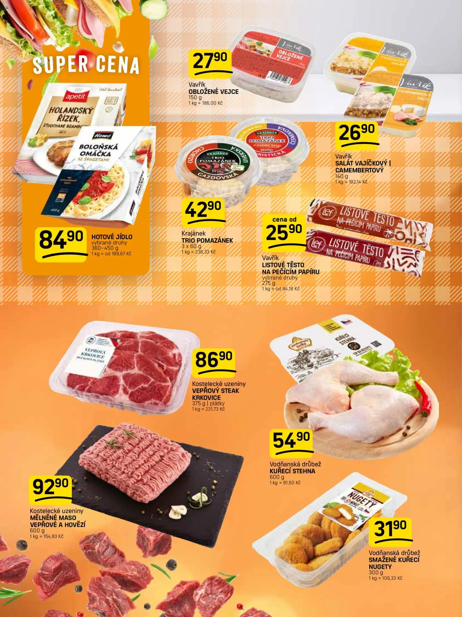 Flop leták od 10.06.2026 | Strana: 6 | Produkty: Maso, Kuřecí stehna, Chorizo, Těsto