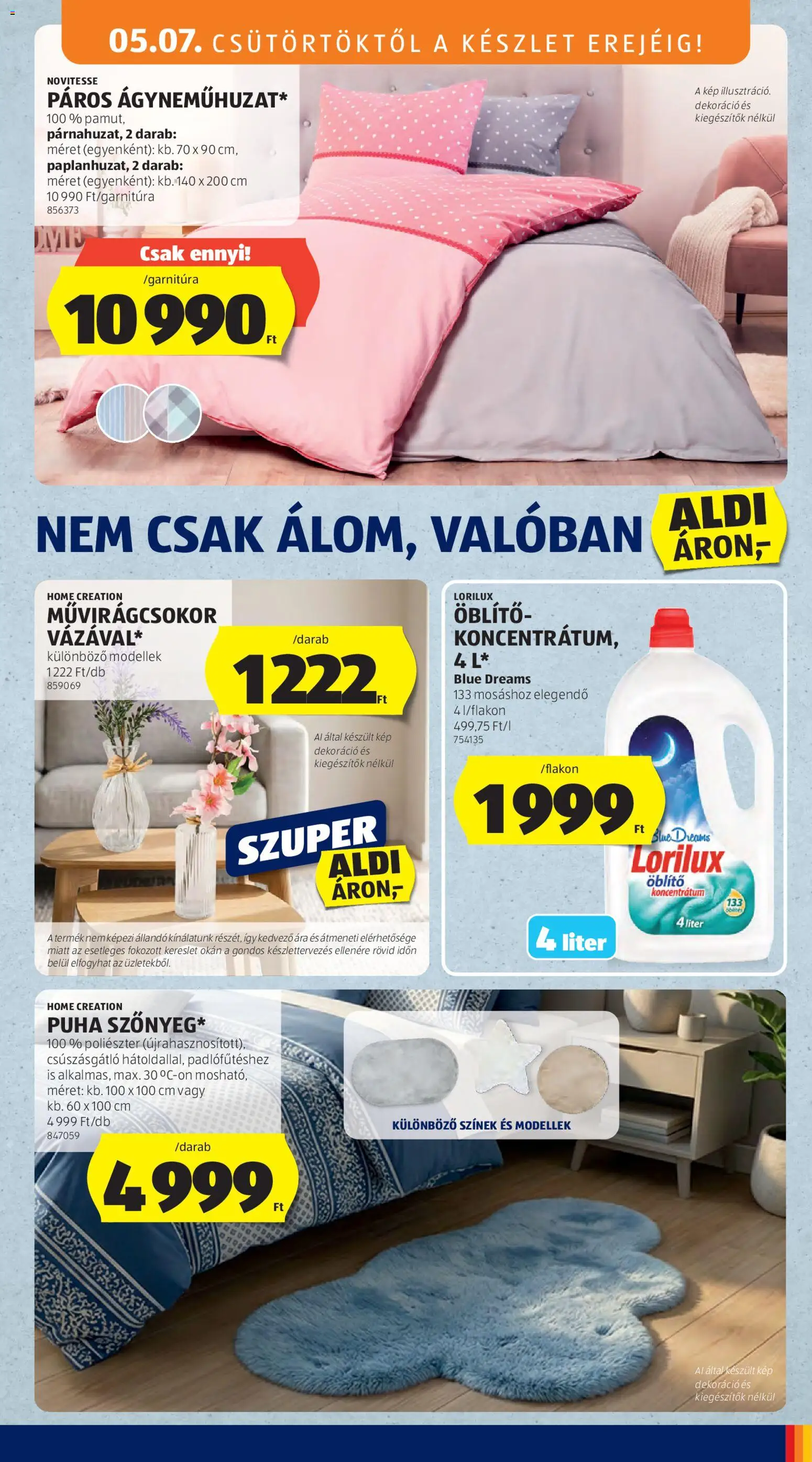 Aldi akciós ujság - amely érvényes a következő dátumtól: 07.05.2026 | Oldal: 9 | Termékek: Öblítő, Dekoráció