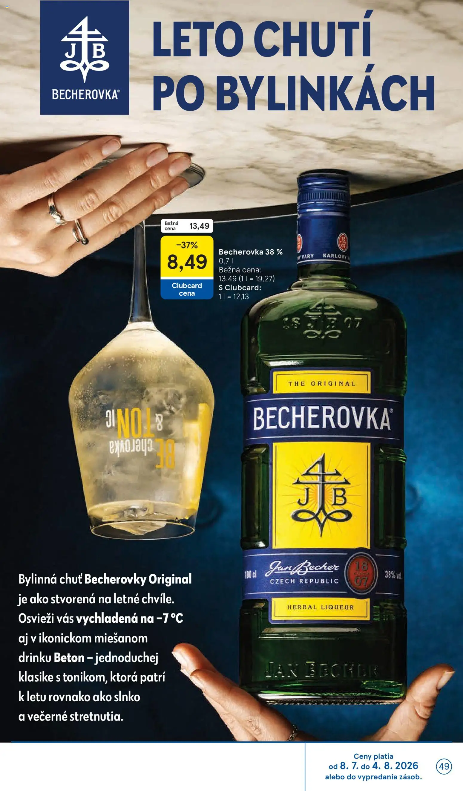 Nové Tesco akcie – leták je platný od 22.07.2026 | Strana: 49 | Produkty: Becherovka