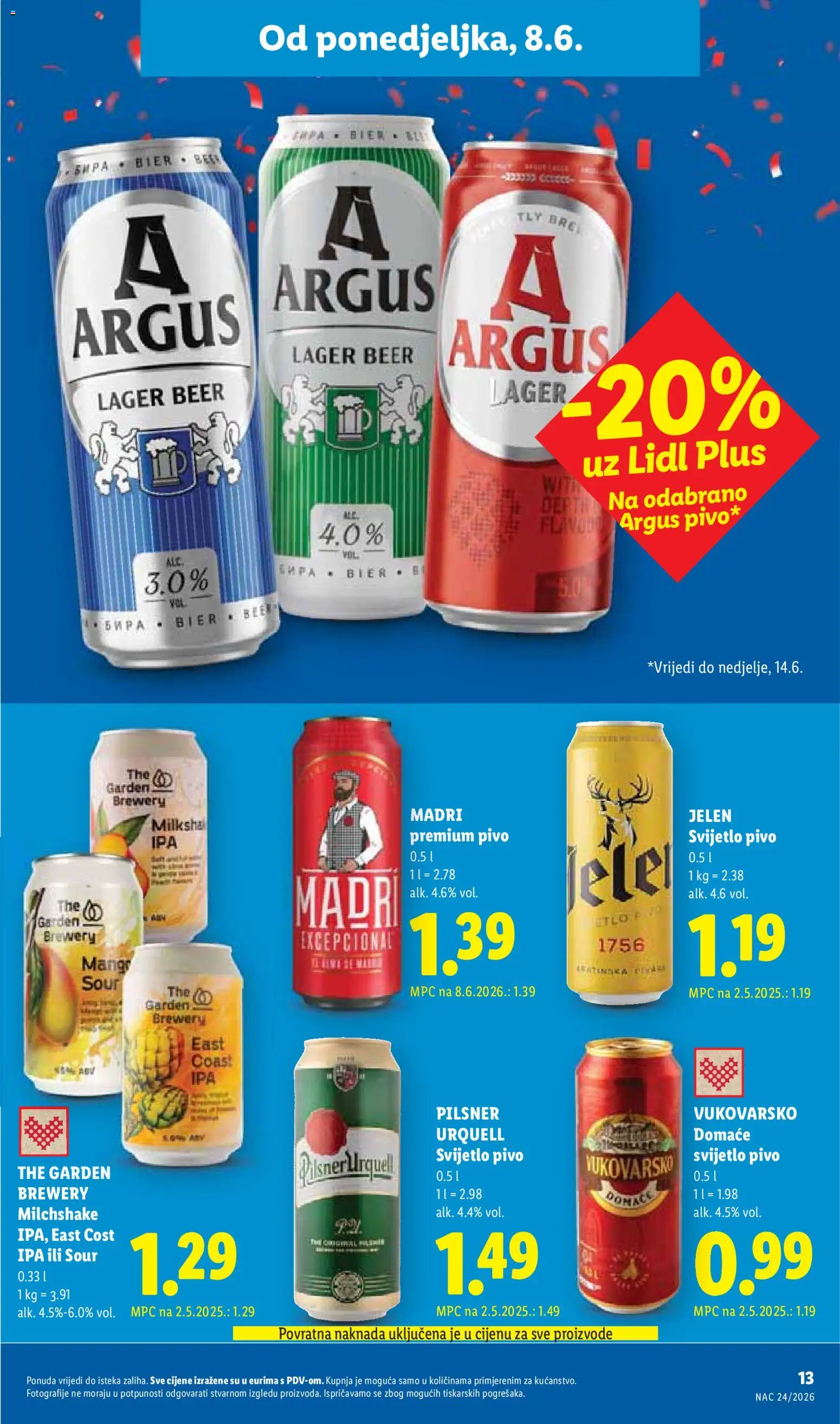Lidl katalog | vrijedi od 08.06.2026 | Stranica: 13 | Proizvodi: Pivo, Mango