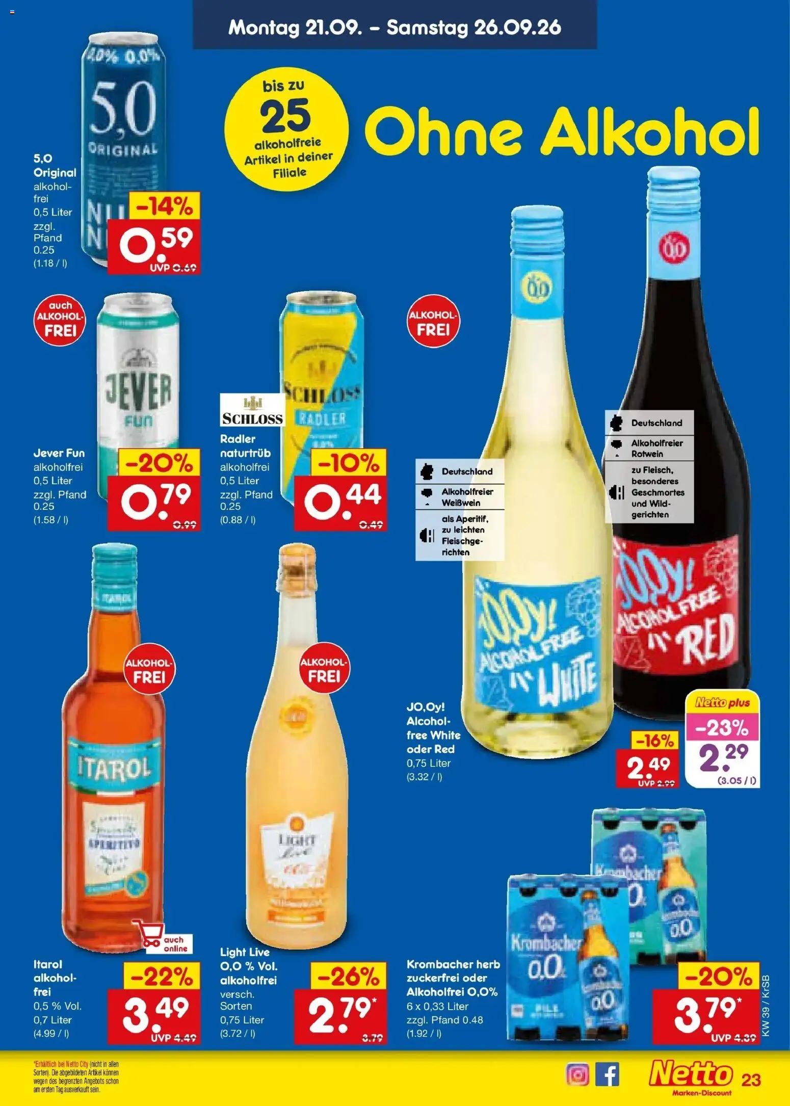 Netto Marken-Discount Prospekt Baesweiler – gültig ab 21.09.2026 | Seite: 31 | Produkte: Weißwein, Rotwein, Alkohol, Jever