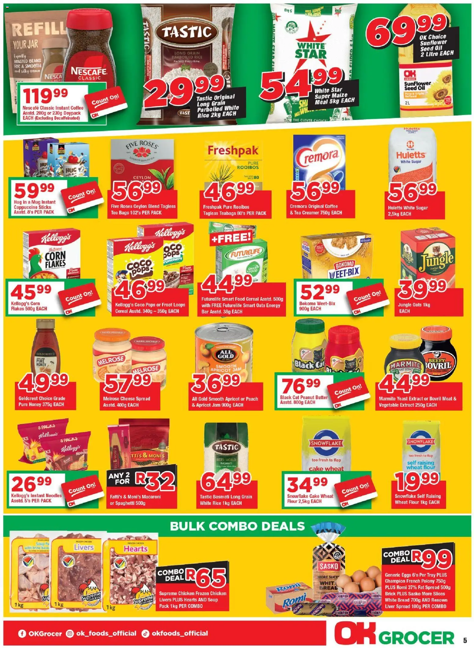 New OK Foods catalogue – valid from 24.04.2026 | Page: 5 | Products: Corn, Jam, Oats, Rice