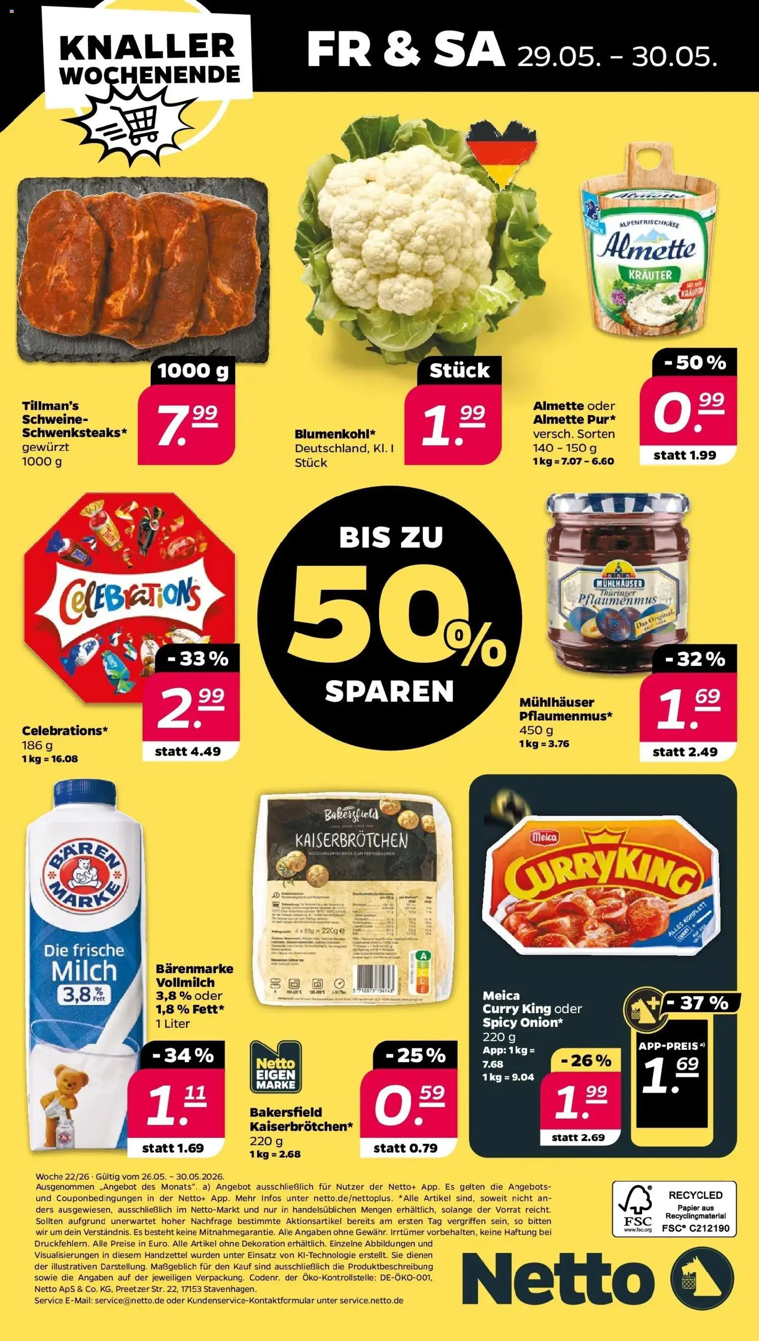 Netto - Netto APS : Wochenangebote ab 24.05.2026 → Angebote nächste Woche | Seite: 34 | Produkte: Almette, Milch, Celebrations, Meica