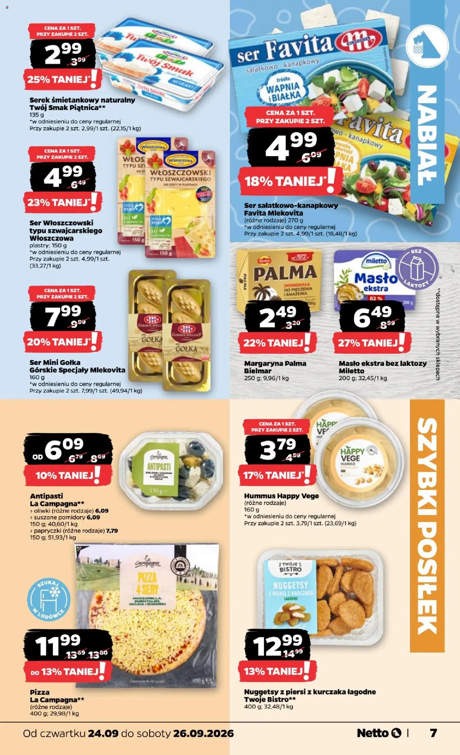 Netto gazetka od czwartku od 24.09.2026 | Strona: 7 | Produkty: Serek, Specjały, Margaryna, Sery